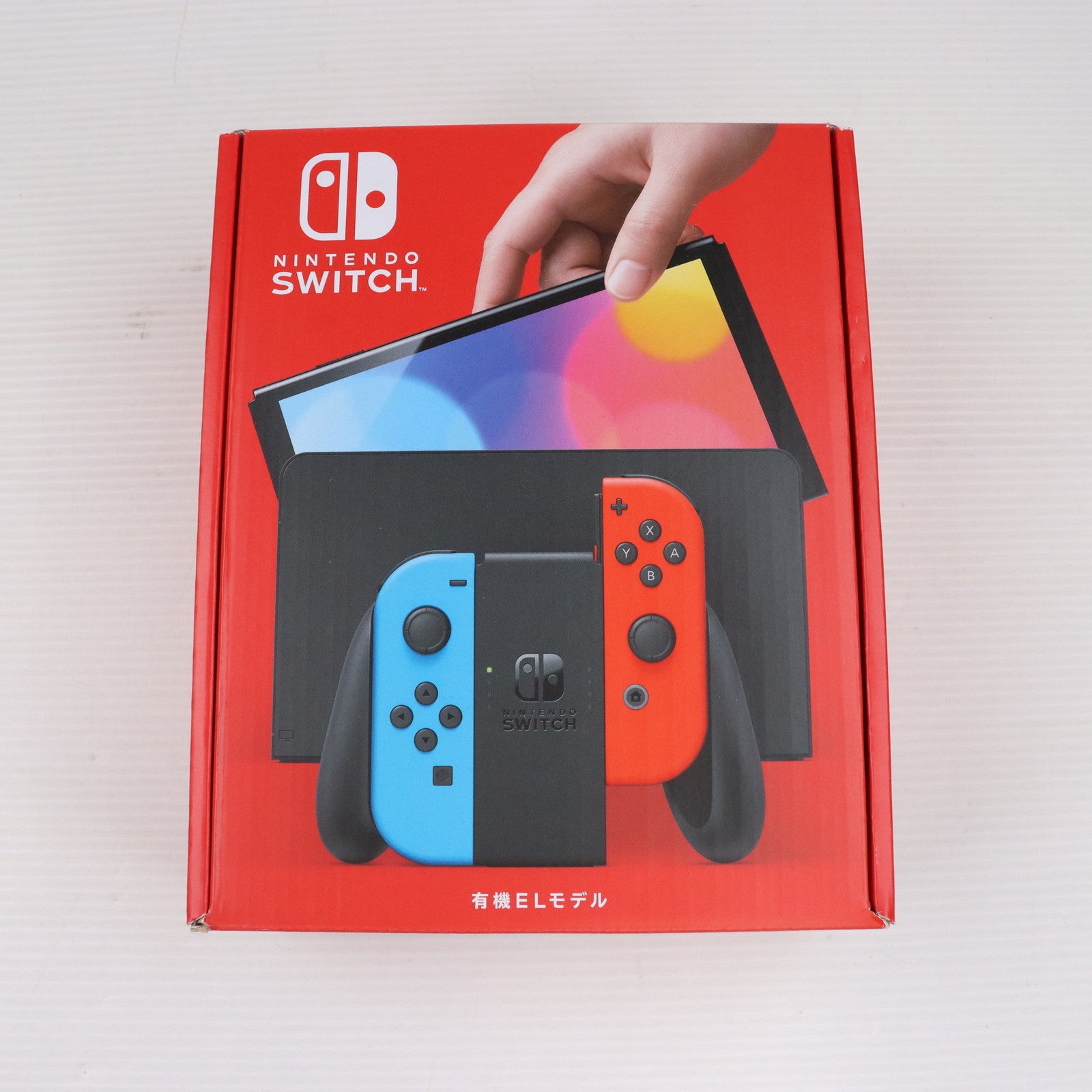 中古即納】[Switch](本体)(未使用)Nintendo Switch(有機ELモデル) ニンテンドースイッチ Joy-Con(L) ネオンブルー/(R)  ネオンレッド(HEG-S-KABAA)