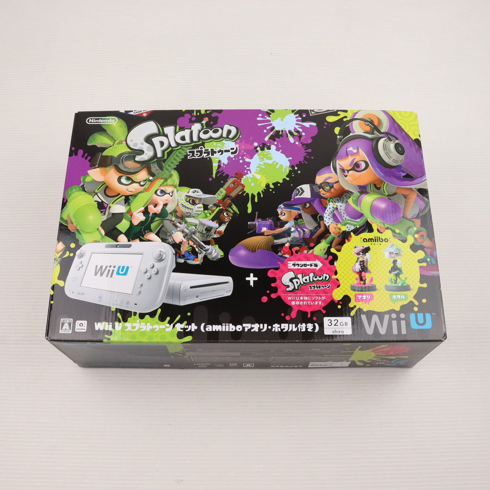 【中古即納】[WiiU](本体) Wii U スプラトゥーン セット(amiibo アオリ・ホタル付き)(WUP-S-WHAT) 任天堂  (20160707)