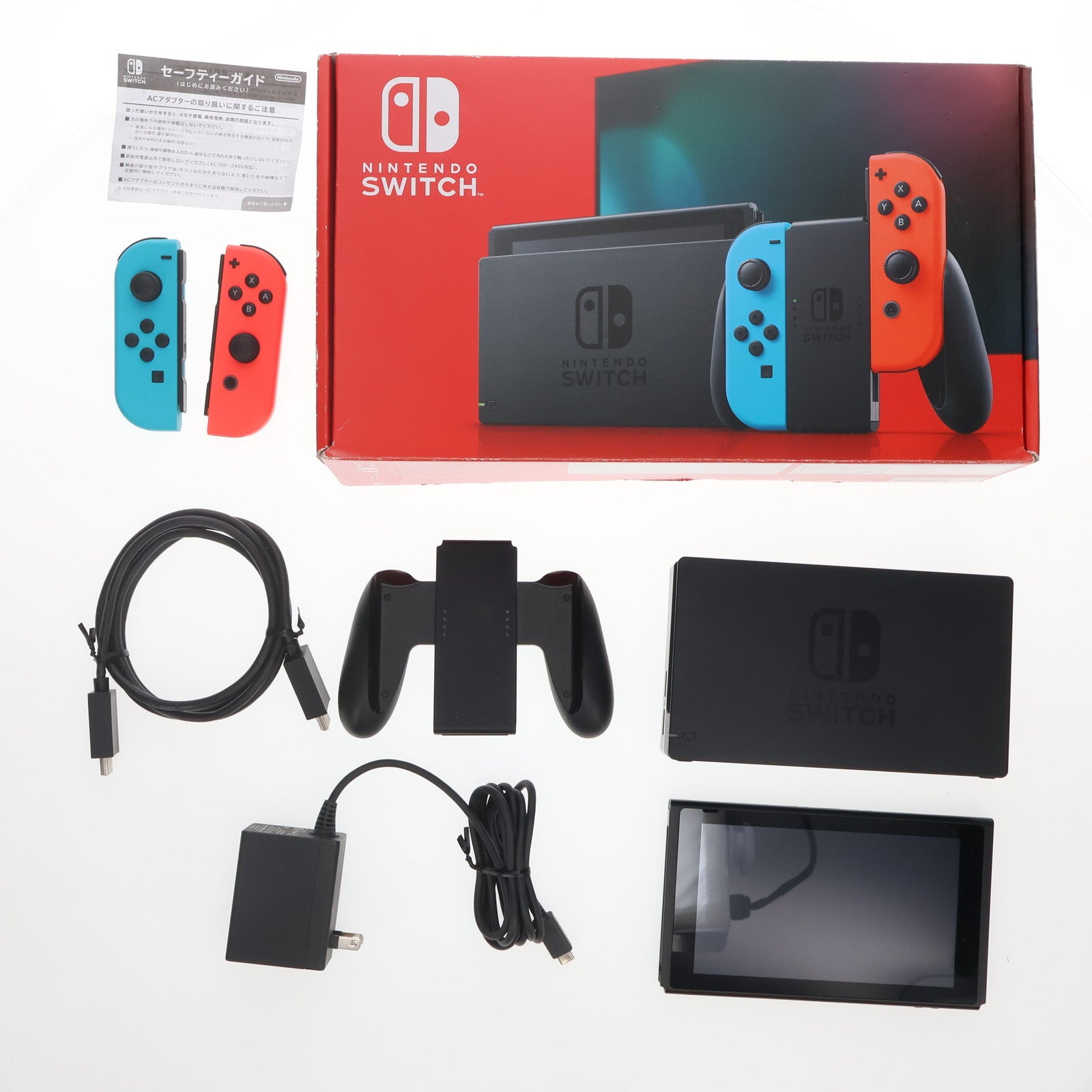 【中古即納】[Switch] (本体) Nintendo Switch(ニンテンドースイッチ) Joy-Con(L) ネオンブルー/(R) ネオンレッド 任天堂(HAD-S-KABAA)(20190830)