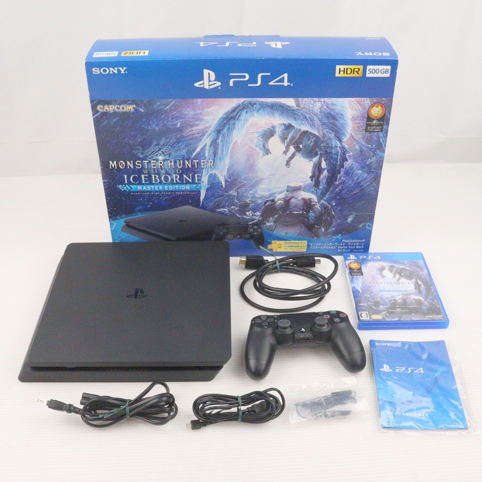 【中古即納】[PS4] (本体) PlayStation 4(プレイステーション4) モンスターハンターワールド:アイスボーン マスターエディション Starter Pack Black(ブラック) 500GB(CUHJ-10030)(20190906)