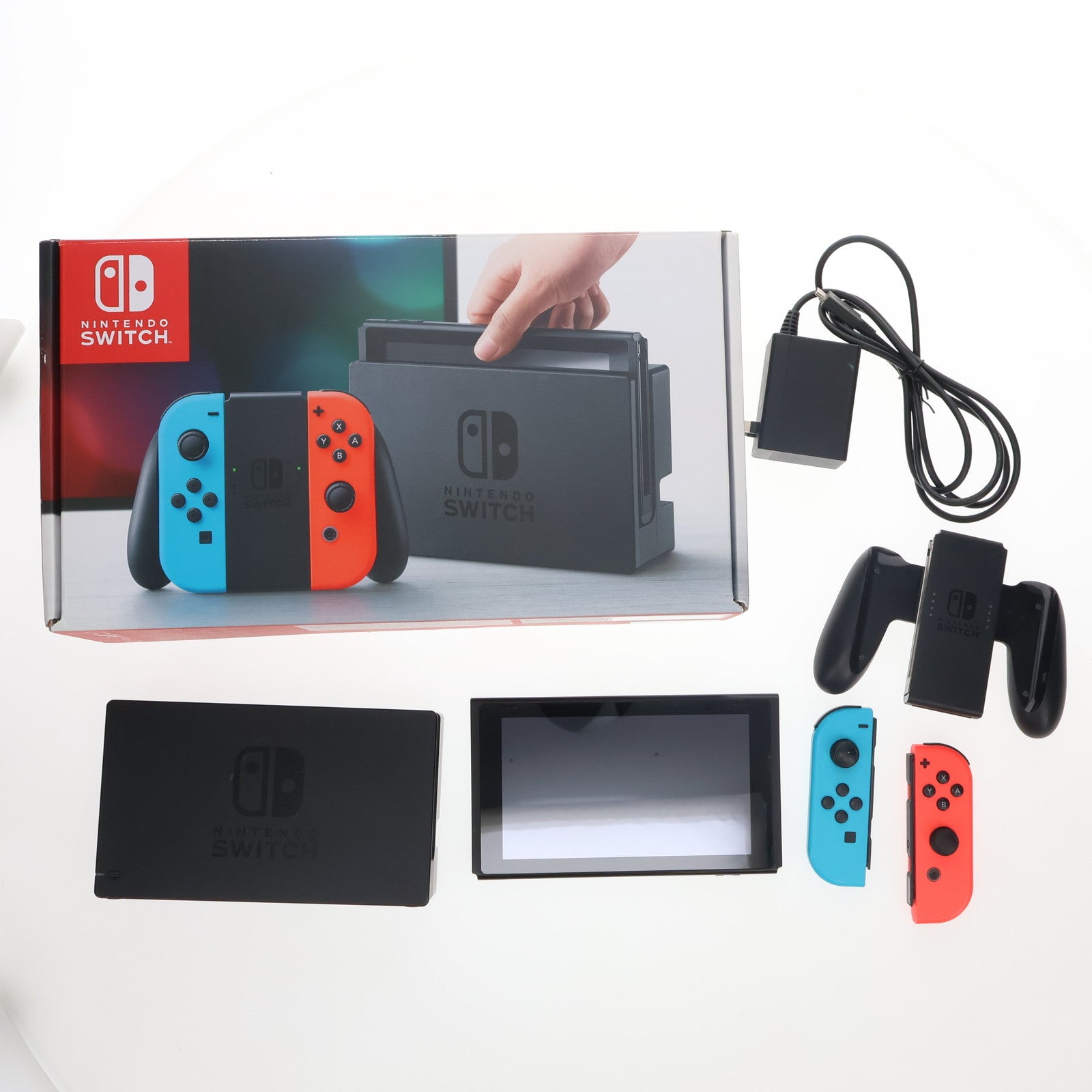 【中古即納】[Switch] (本体) Nintendo Switch(ニンテンドースイッチ) Joy-Con(L) ネオンブルー/R ネオンレッド 任天堂(HAC-S-KABAA)(20170303)
