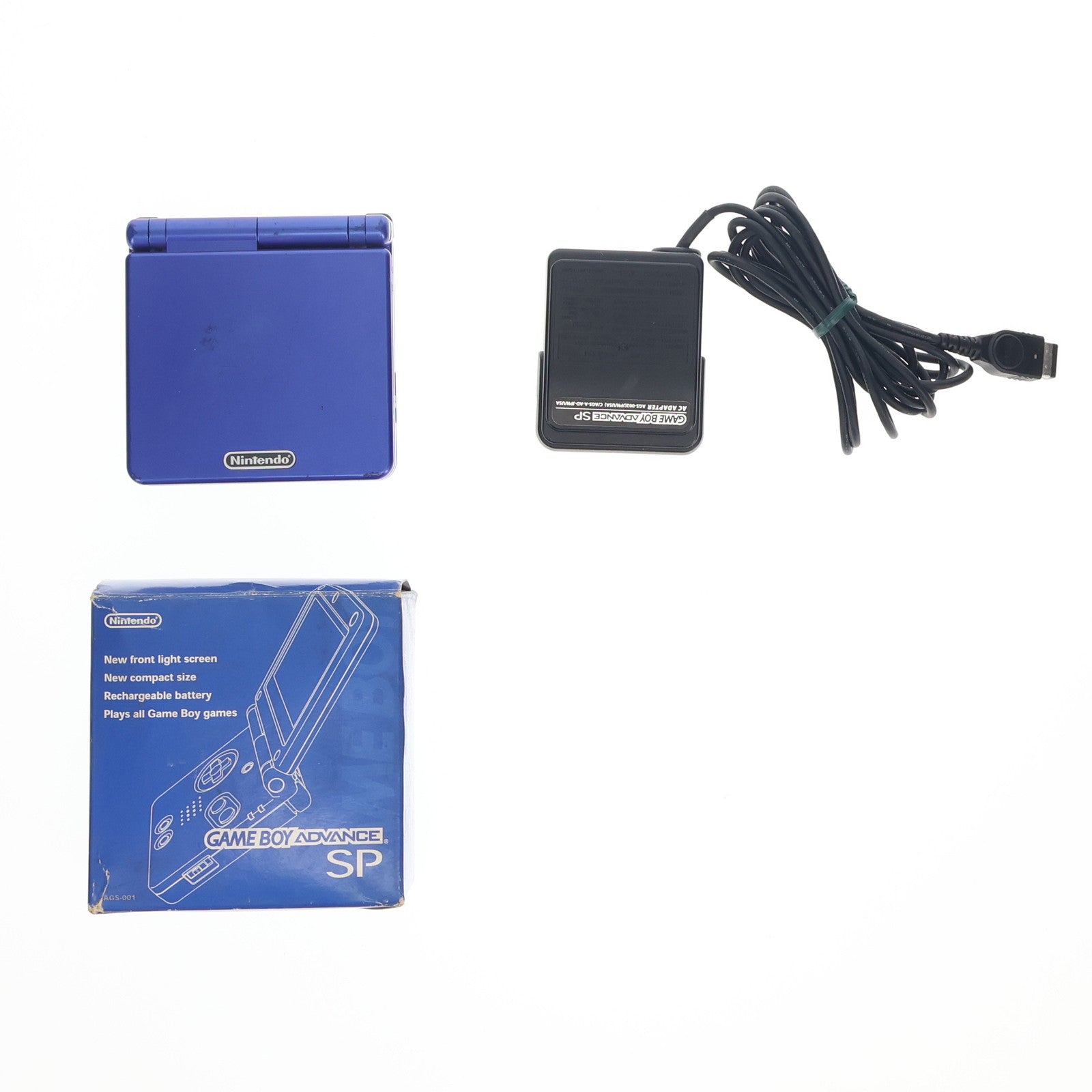 【中古即納】[GBA] (本体) GAMEBOY ADVANCE SP(ゲームボーイアドバンスSP) アズライトブルー 任天堂(AGS-S-ZBA)(20030214)