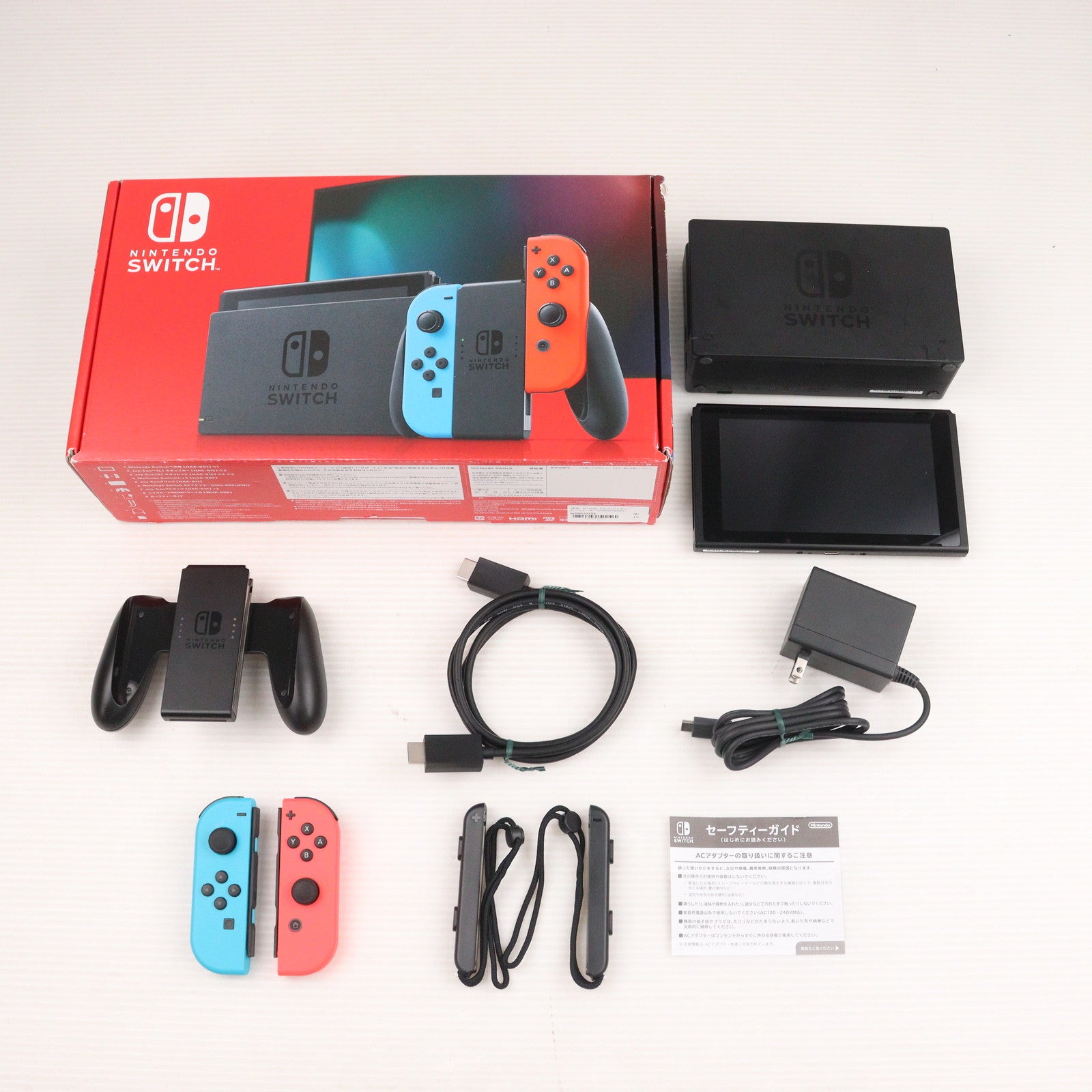 【中古即納】[Switch] (本体) Nintendo Switch(ニンテンドースイッチ) Joy-Con(L) ネオンブルー/(R) ネオンレッド 任天堂(HAD-S-KABAA)(20190830)