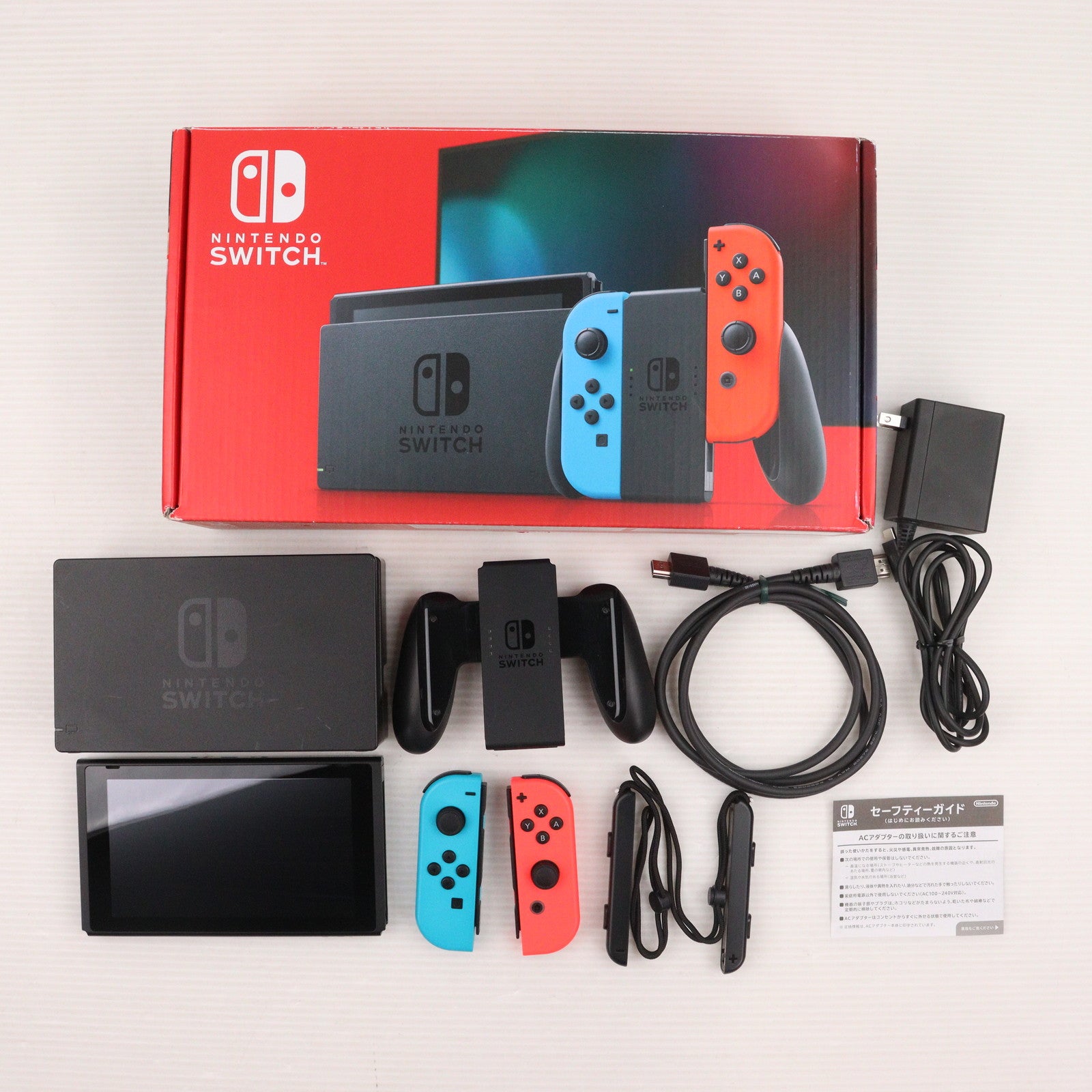 【中古即納】[Switch] (本体) Nintendo Switch(ニンテンドースイッチ) Joy-Con(L) ネオンブルー/(R) ネオンレッド 任天堂(HAD-S-KABAA)(20190830)