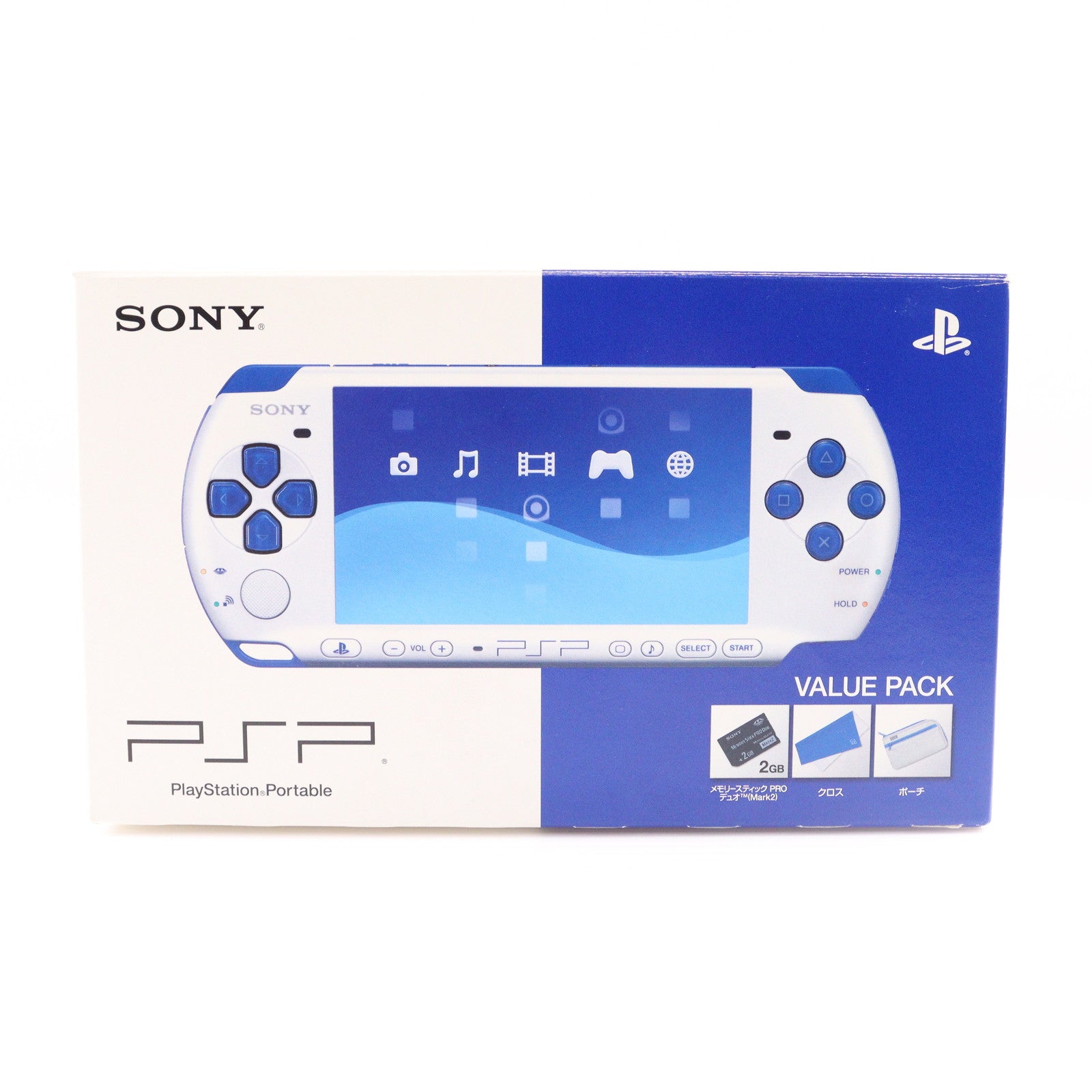 【中古即納】[PSP] (本体) PlayStation Portable(プレイステーション・ポータブル) バリューパック ホワイト/ブルー SCE(PSPJ-30018)(20101118)