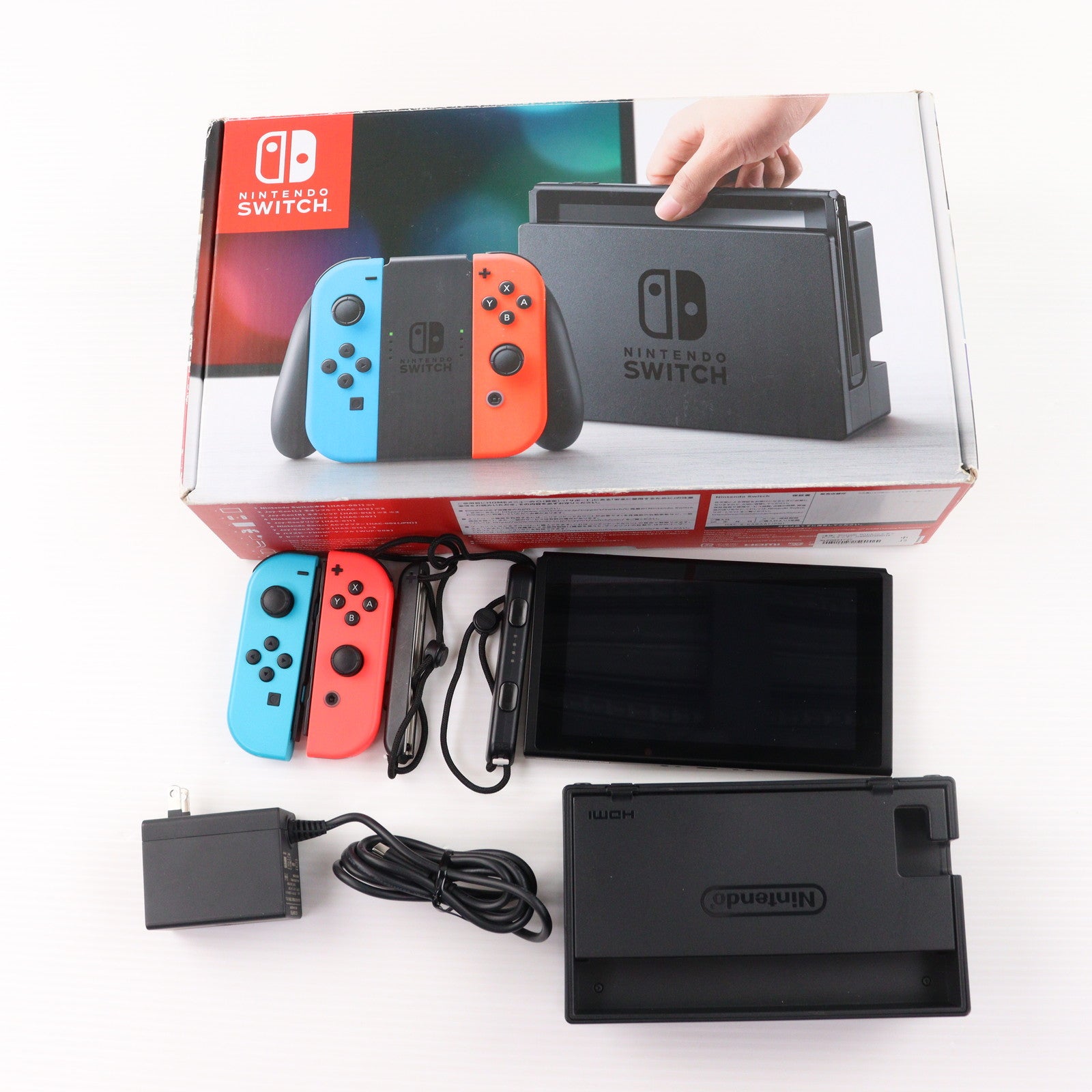 【中古即納】[Switch] (本体) Nintendo Switch(ニンテンドースイッチ) Joy-Con(L) ネオンブルー/R ネオンレッド 任天堂(HAC-S-KABAA)(20170303)