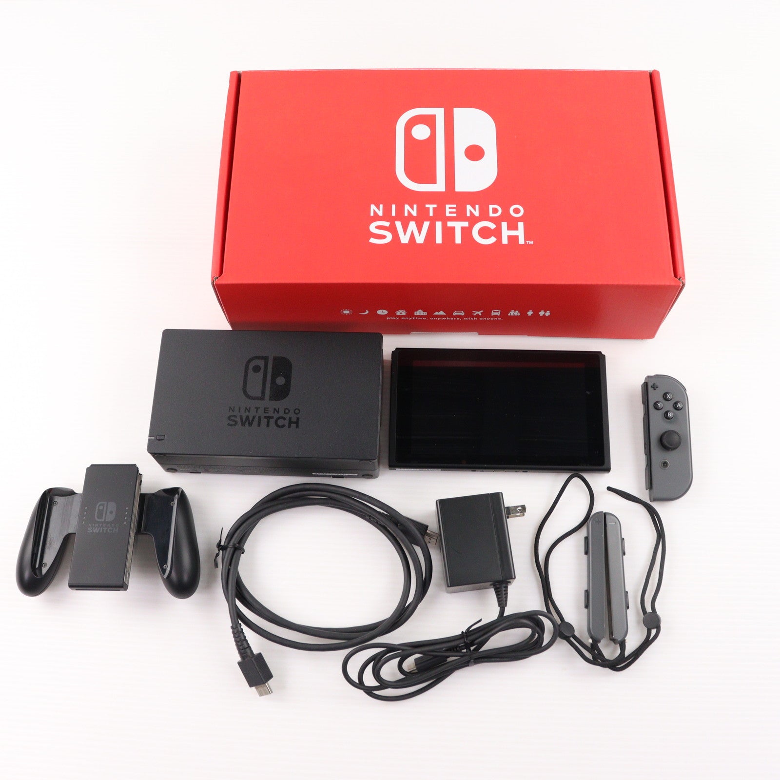 【中古即納】[Switch] (本体) マイニンテンドーストア限定 (新型)Nintendo Switch(ニンテンドースイッチ) カスタマイズ Joy-Con(L)/(R) グレー Joy-Conストラップ ブラック 任天堂(HAD-S-KAYAA)(20190830)