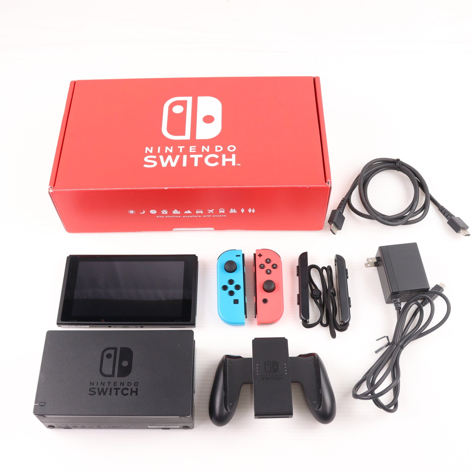 【中古即納】[Switch] (本体) マイニンテンドーストア限定 Nintendo Switch(ニンテンドースイッチ) カスタマイズ Joy-Con(L) ネオンブルー/(R) ネオンレッド Joy-Conストラップ ブラック 任天堂(HAC-S-KABAA)(20170303)