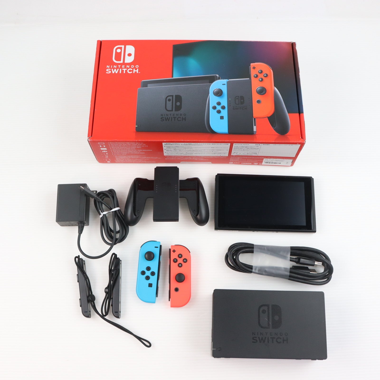【中古即納】[Switch] (本体) Nintendo Switch(ニンテンドースイッチ) Joy-Con(L) ネオンブルー/(R) ネオンレッド 任天堂(HAD-S-KABAA)(20190830)