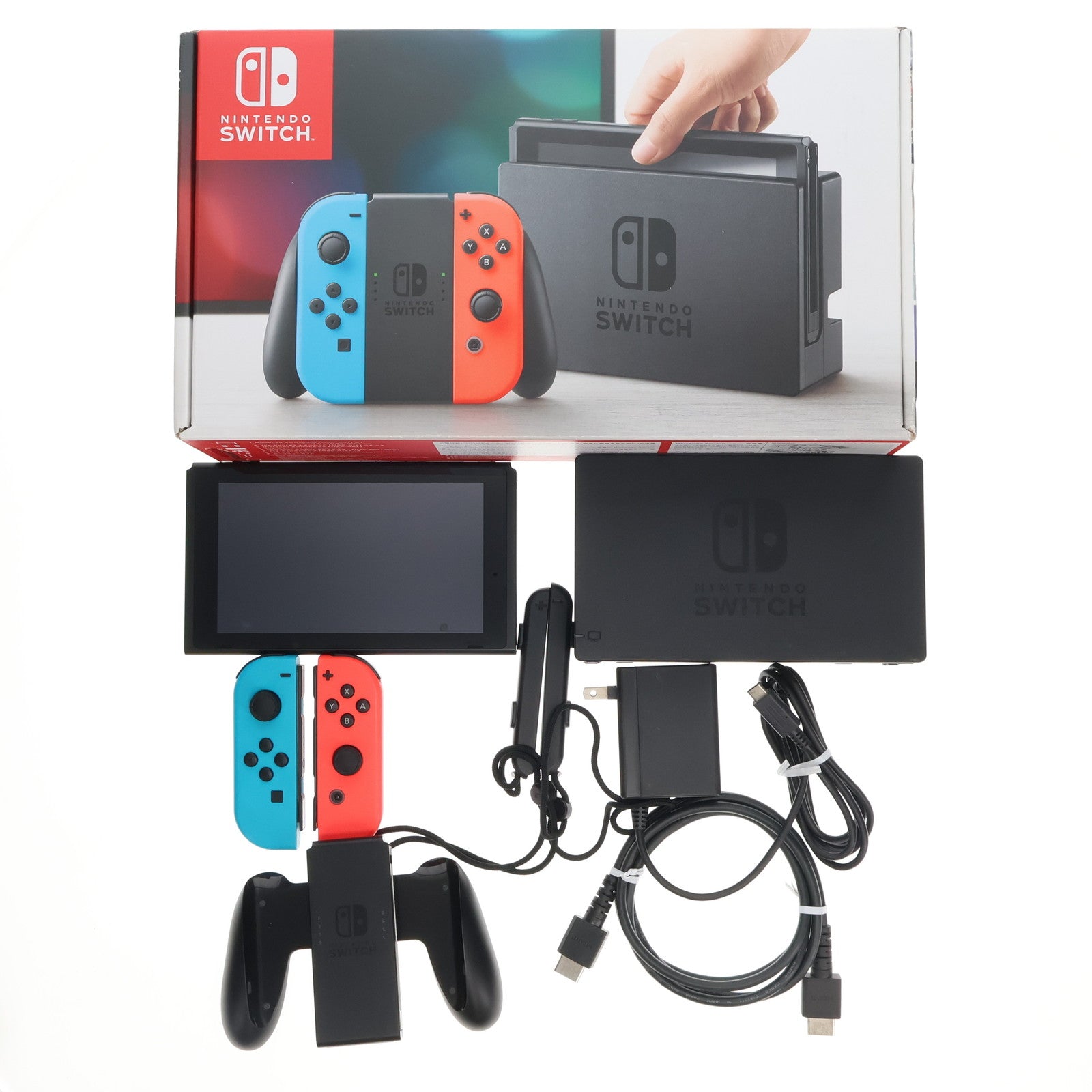 【中古即納】[Switch] (本体) Nintendo Switch(ニンテンドースイッチ) Joy-Con(L) ネオンブルー/R ネオンレッド 任天堂(HAC-S-KABAA)(20170303)