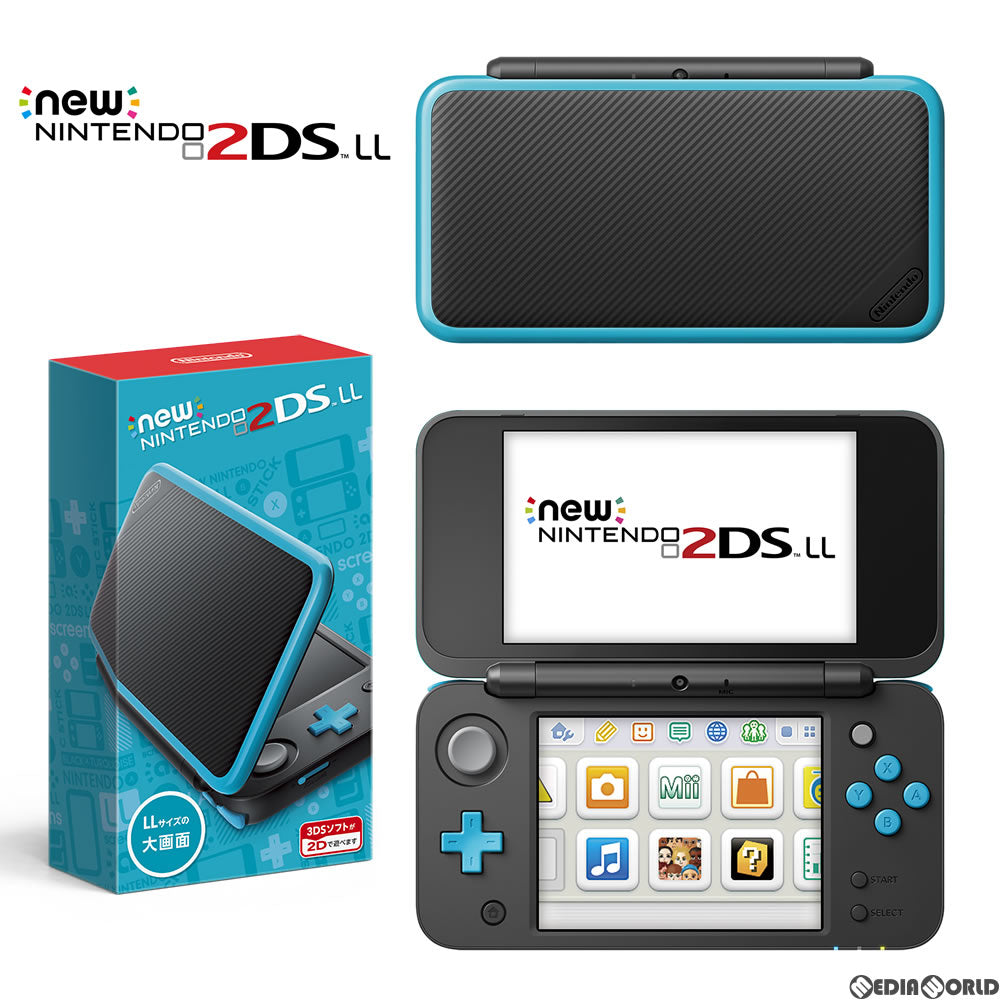 【中古即納】[3DS] (本体) Newニンテンドー2DS LL ブラック×ターコイズ 任天堂(JAN-S-BAAA)(20170713)