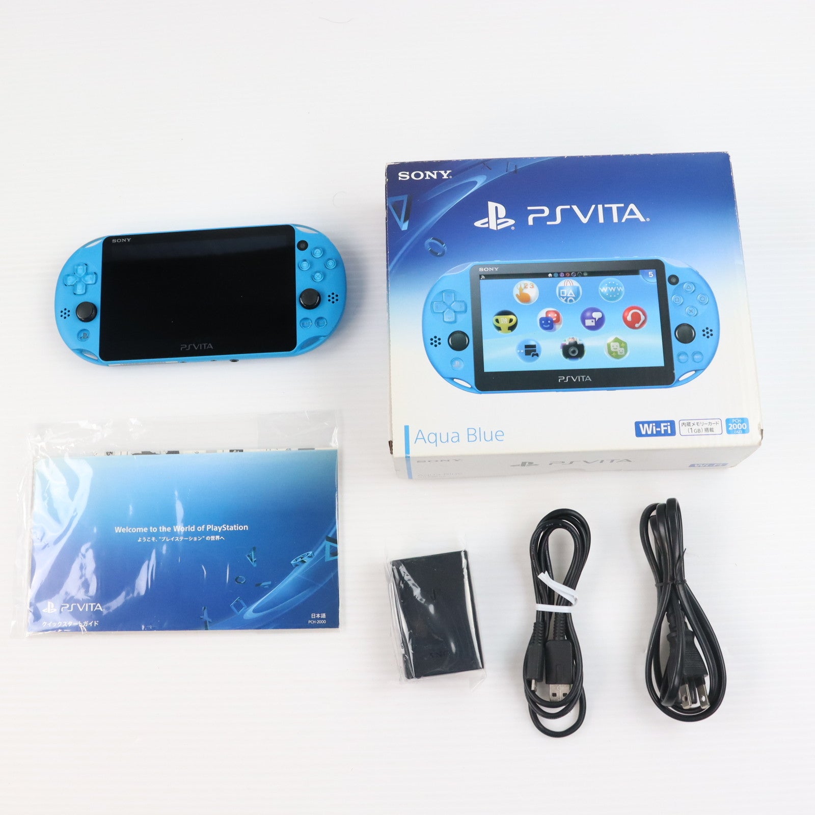 【中古即納】[PSVita] (本体) PlayStation Vita(プレイステーション ヴィータ) Wi-Fiモデル アクア・ブルー SCE(PCH-2000ZA23)(20150917)
