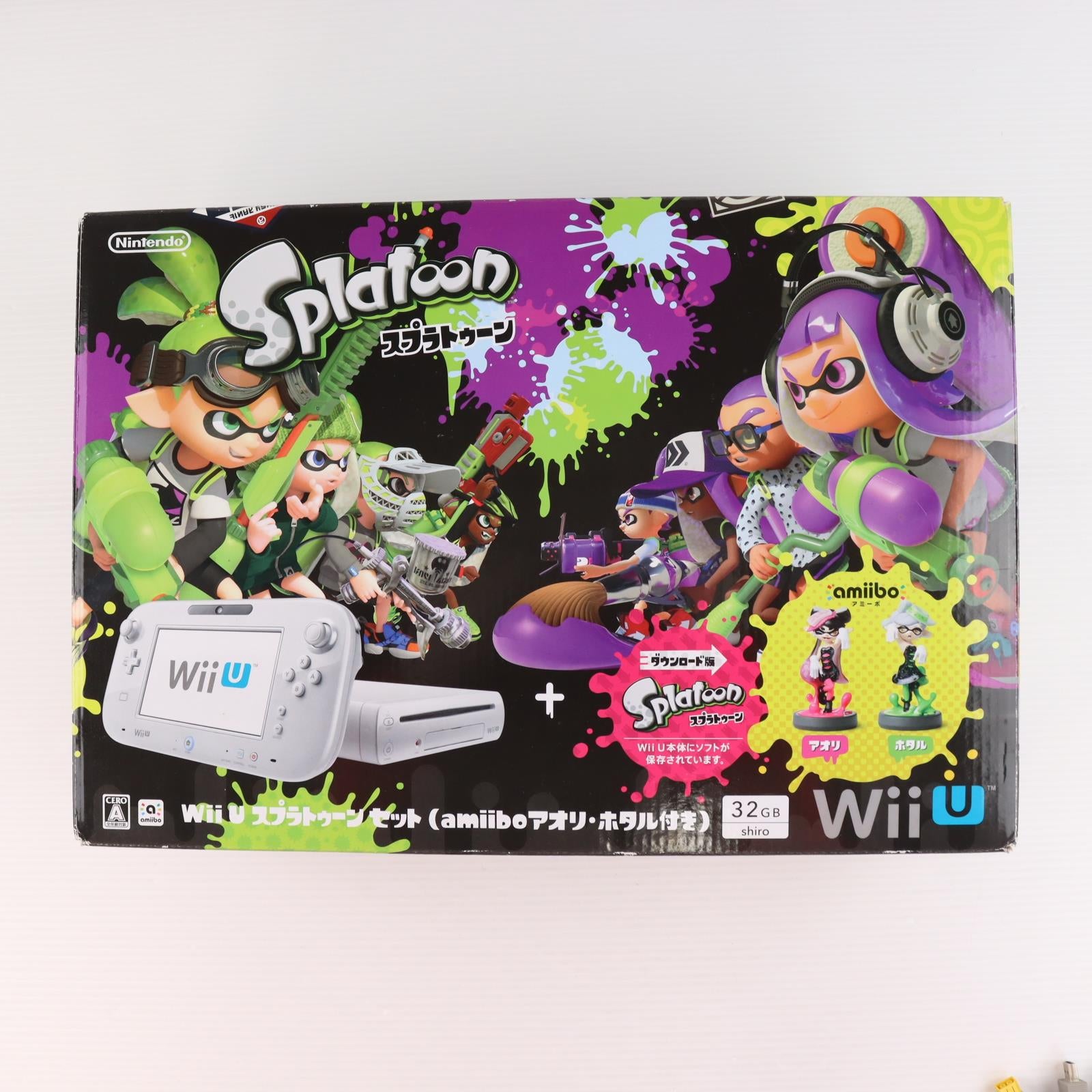 【中古即納】[WiiU] (本体) Wii U スプラトゥーン セット(amiibo アオリ・ホタル付き) 任天堂(WUP-S-WHAT)(20160707)