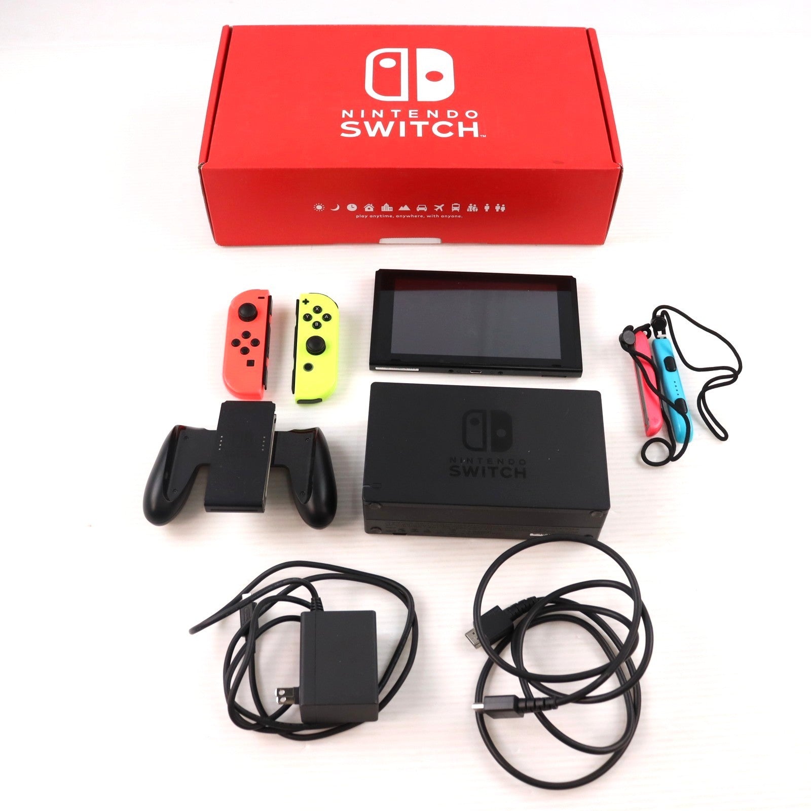 【中古即納】[Switch] (本体) マイニンテンドーストア限定 Nintendo Switch(ニンテンドースイッチ) カスタマイズ Joy-Con(L) ネオンレッド/(R) ネオンイエロー Joy-Conストラップ ネオンブルー/ネオンピンク 任天堂(HAC-S-KAYAA)(20170303)