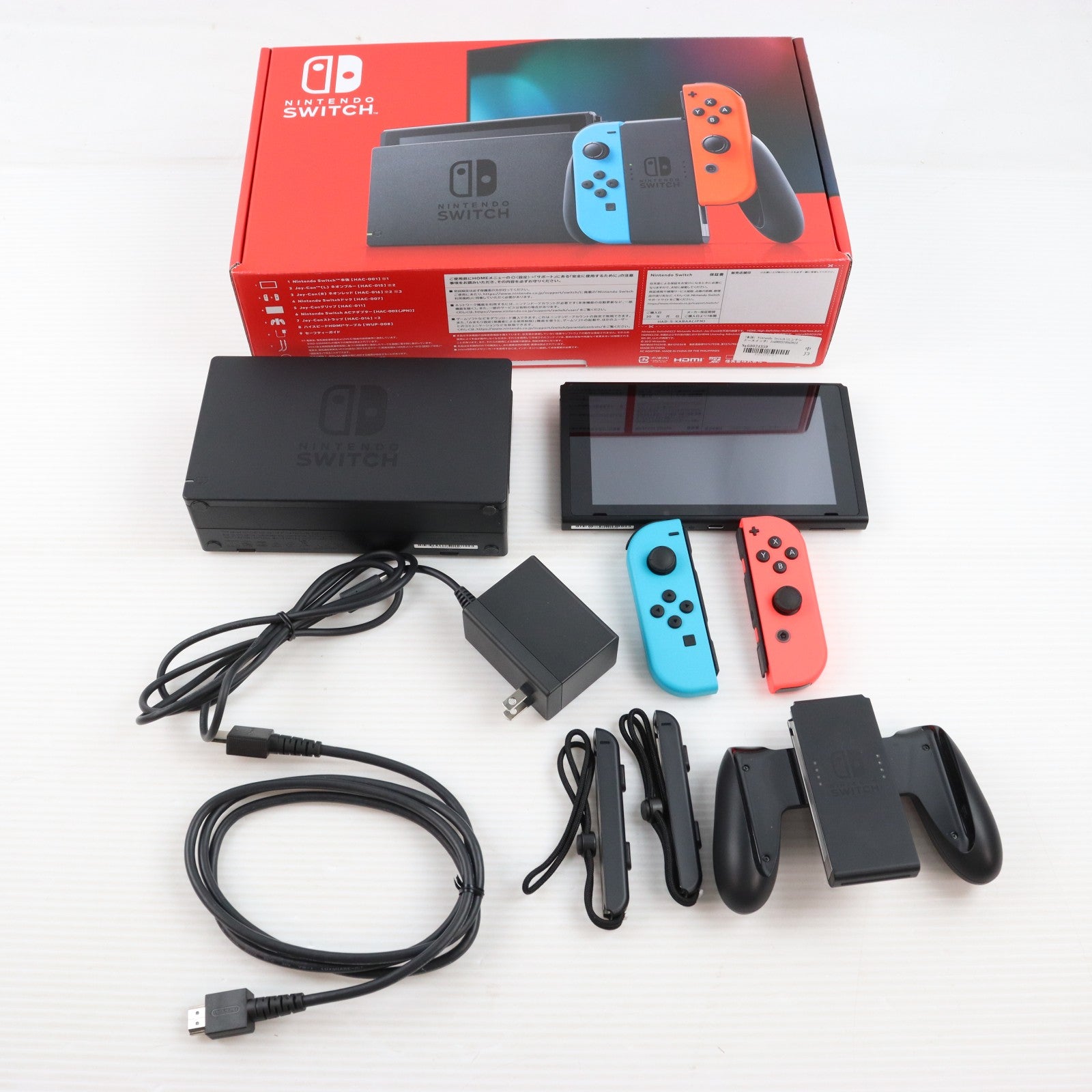 【中古即納】[Switch] (本体) Nintendo Switch(ニンテンドースイッチ) Joy-Con(L) ネオンブルー/(R) ネオンレッド 任天堂(HAD-S-KABAA)(20190830)