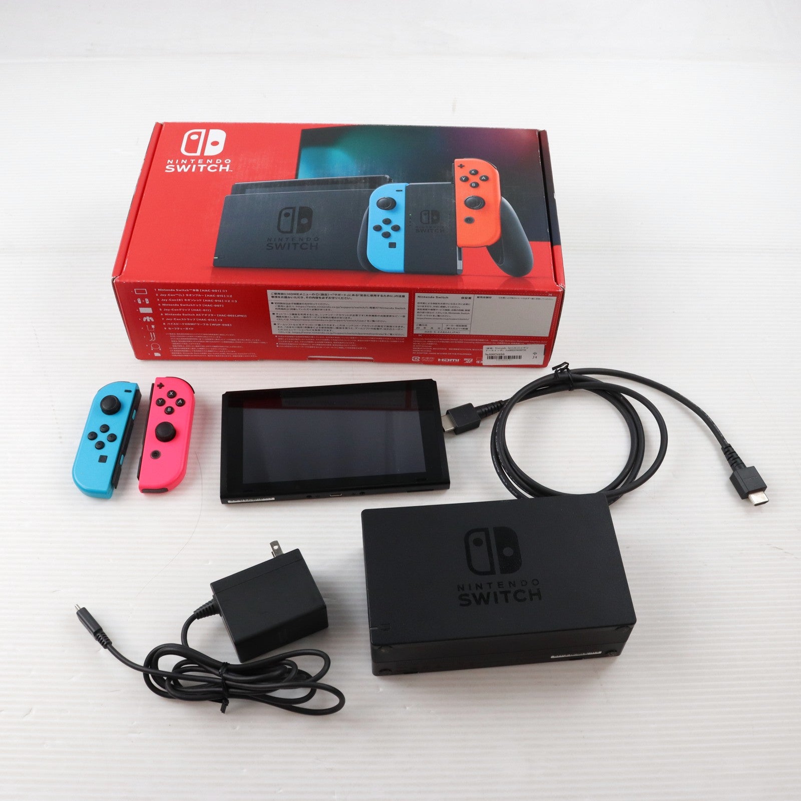 【中古即納】[Switch] (本体) Nintendo Switch(ニンテンドースイッチ) Joy-Con(L) ネオンブルー/R ネオンレッド 任天堂(HAD-S-KABAH)(20190830)