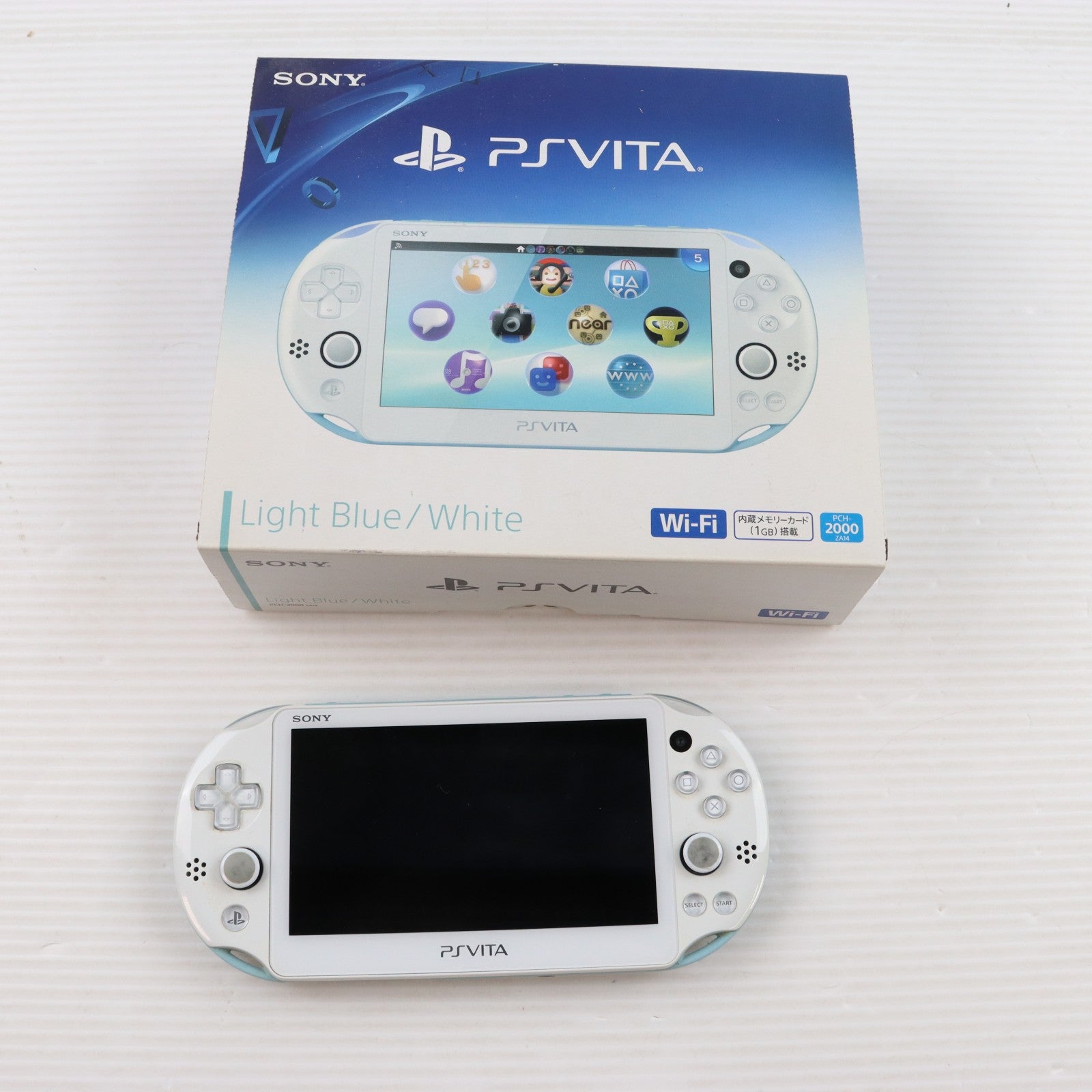 【中古即納】[PSVita] (本体) PlayStation Vita(プレイステーション ヴィータ) Wi-Fiモデル ライトブルー/ホワイト SCE(PCH-2000ZA14)(20131010)