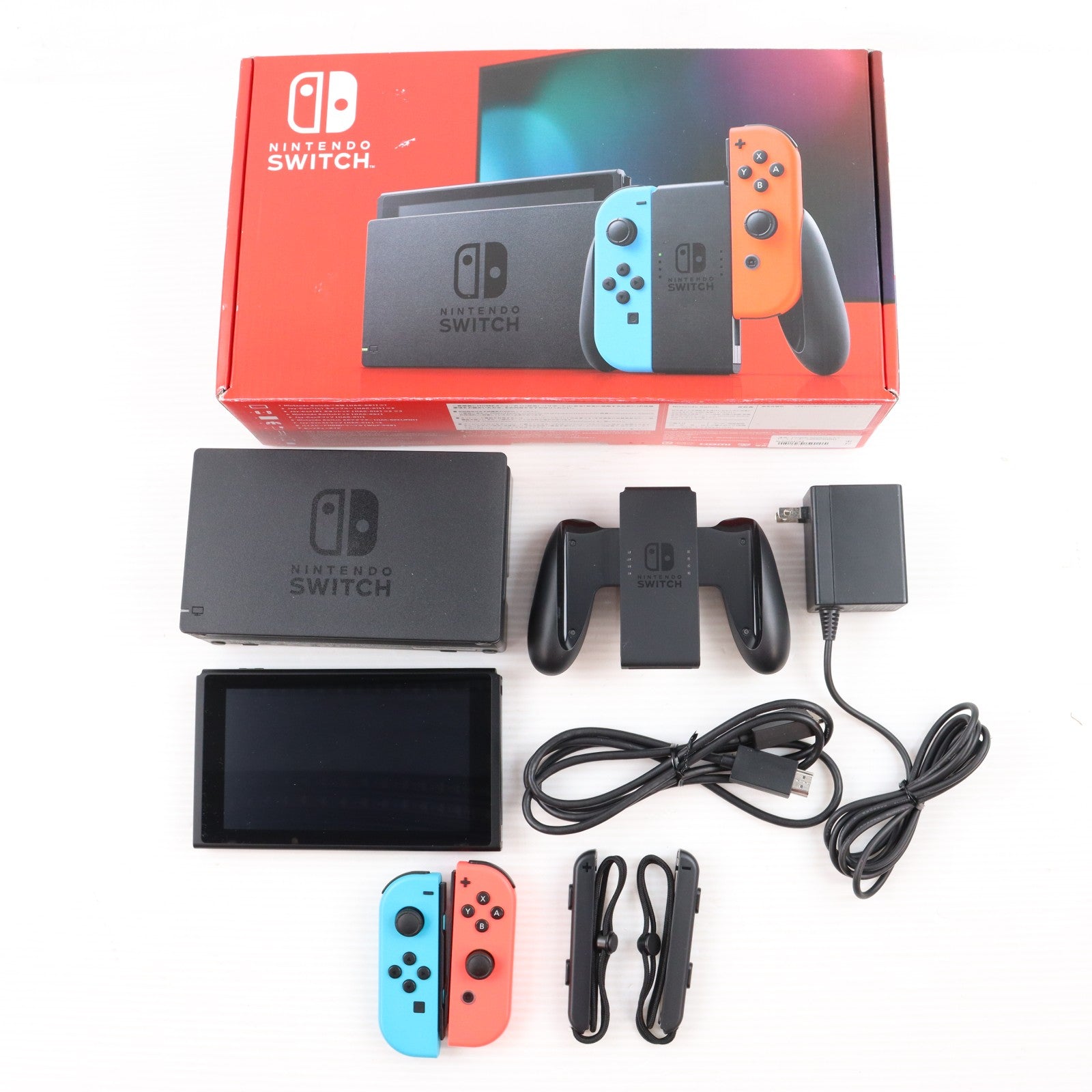 【中古即納】[Switch] (本体) Nintendo Switch(ニンテンドースイッチ) Joy-Con(L) ネオンブルー/(R) ネオンレッド 任天堂(HAD-S-KABAA)(20190830)