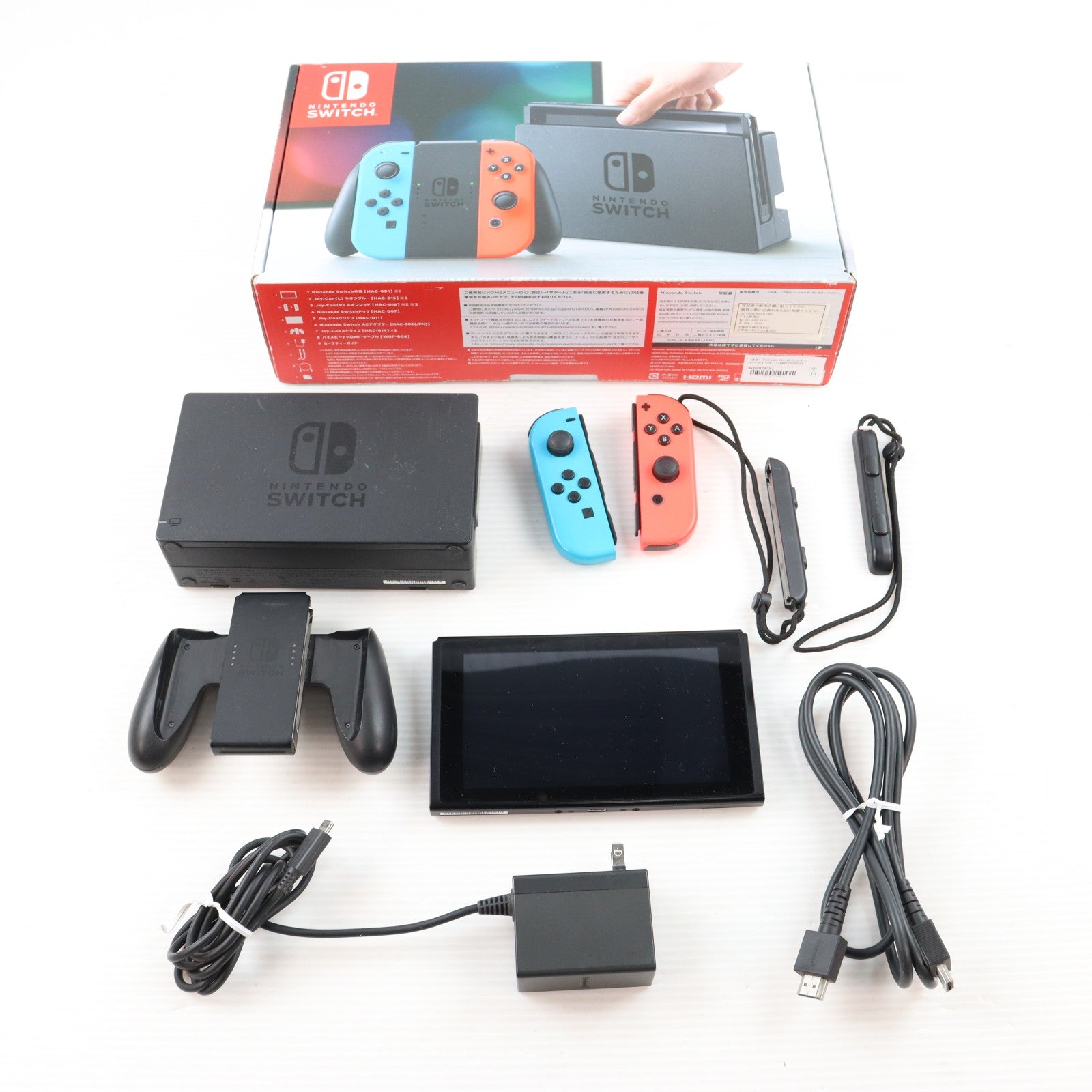 【中古即納】[Switch] (本体) Nintendo Switch(ニンテンドースイッチ) Joy-Con(L) ネオンブルー/R ネオンレッド 任天堂(HAC-S-KABAA)(20170303)