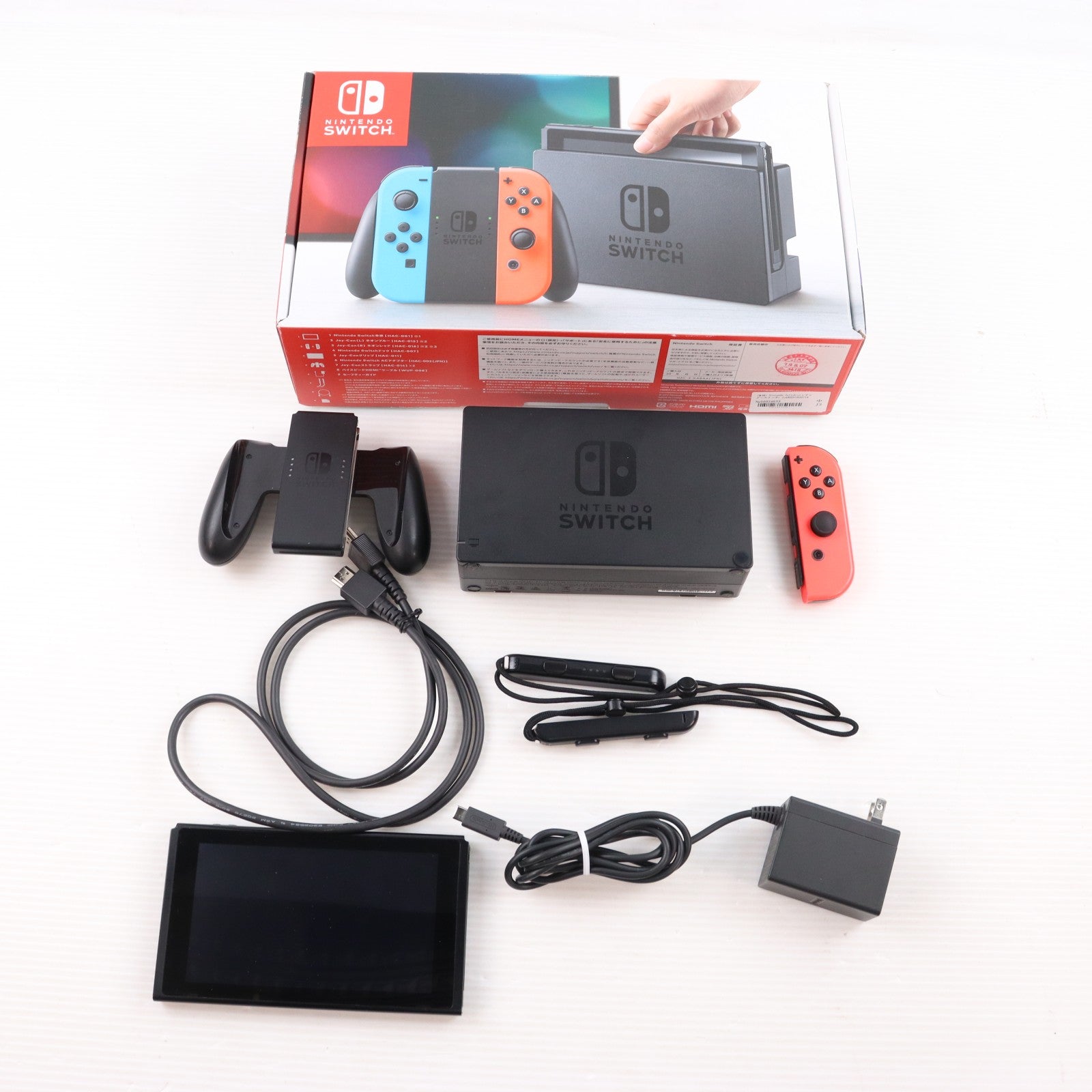 【中古即納】[Switch] (本体) Nintendo Switch(ニンテンドースイッチ) Joy-Con(L) ネオンブルー/R ネオンレッド 任天堂(HAC-S-KABAA)(20170303)