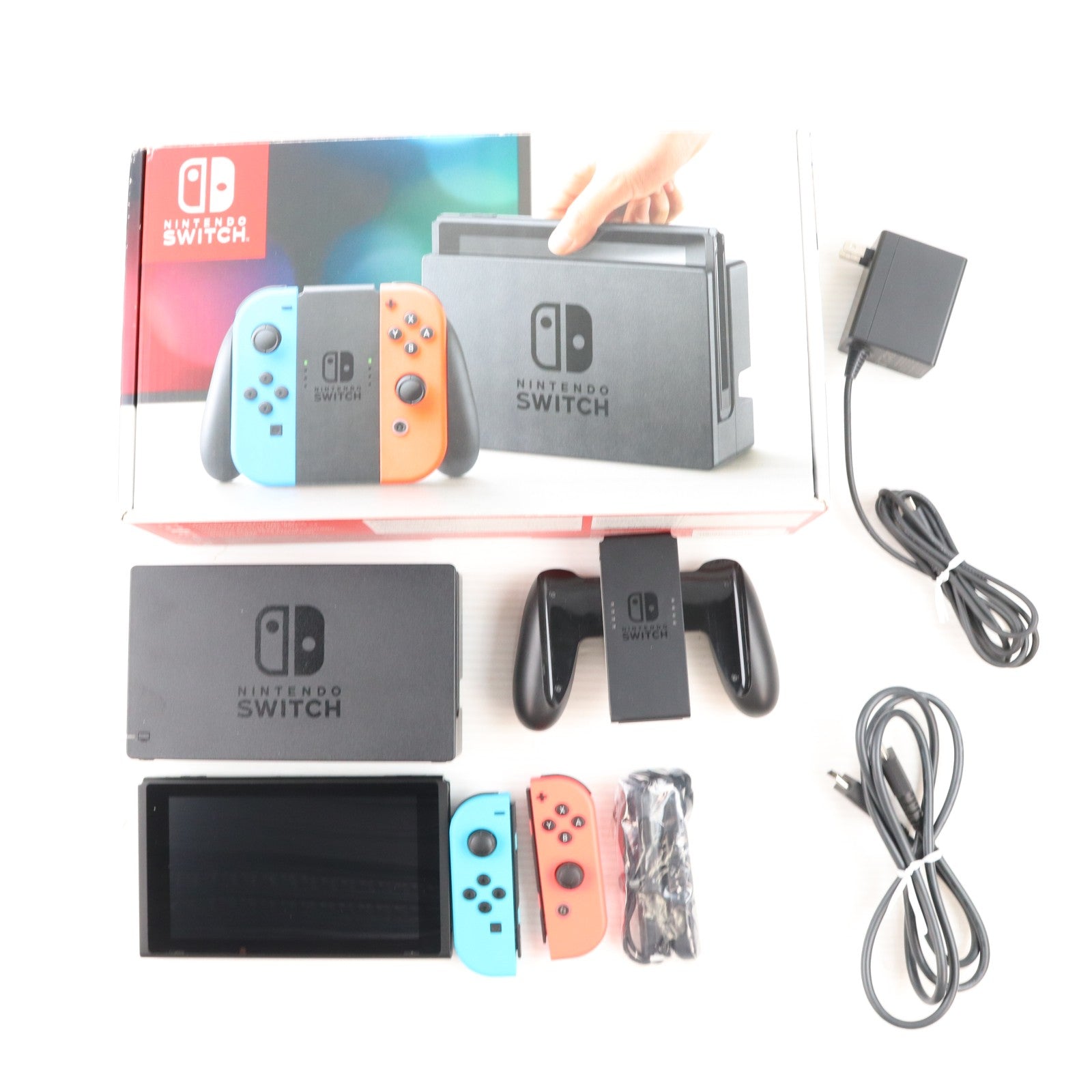 【中古即納】[Switch] (本体) Nintendo Switch(ニンテンドースイッチ) Joy-Con(L) ネオンブルー/R ネオンレッド 任天堂(HAC-S-KABAA)(20170303)