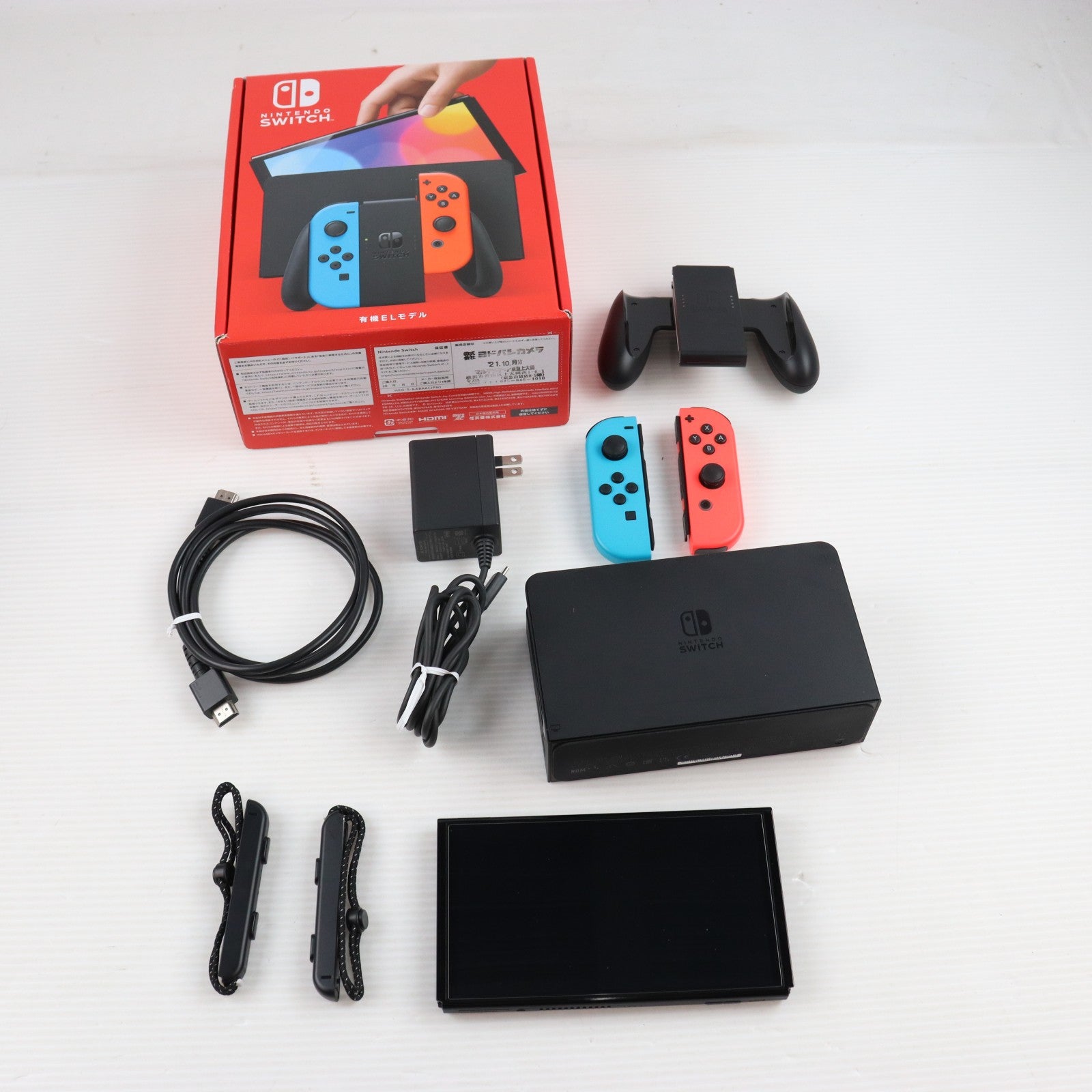 【中古即納】[Switch] (本体) Nintendo Switch(ニンテンドースイッチ) 有機ELモデル Joy-Con(L) ネオンブルー/R ネオンレッド 任天堂(HEG-S-KABAA)(20211008)