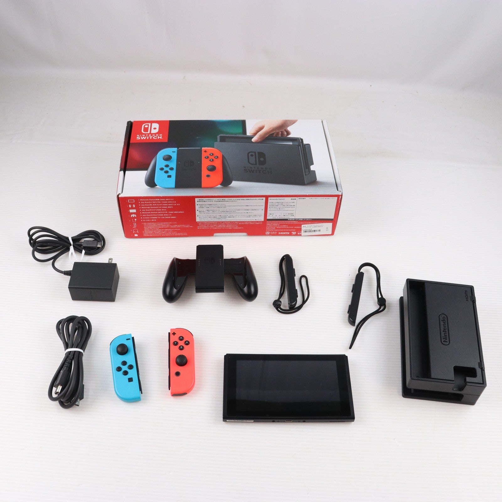 【中古即納】[Switch] (本体) Nintendo Switch(ニンテンドースイッチ) Joy-Con(L) ネオンブルー/R ネオンレッド 任天堂(HAC-S-KABAA)(20170303)