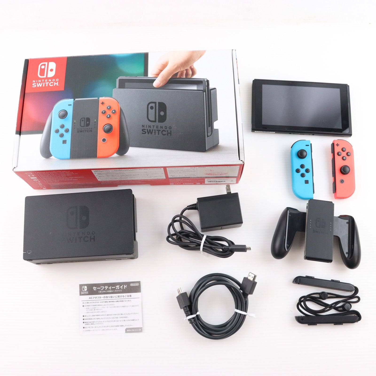 【中古即納】[Switch] (本体) Nintendo Switch(ニンテンドースイッチ) Joy-Con(L) ネオンブルー/R ネオンレッド 任天堂(HAC-S-KABAA)(20170303)