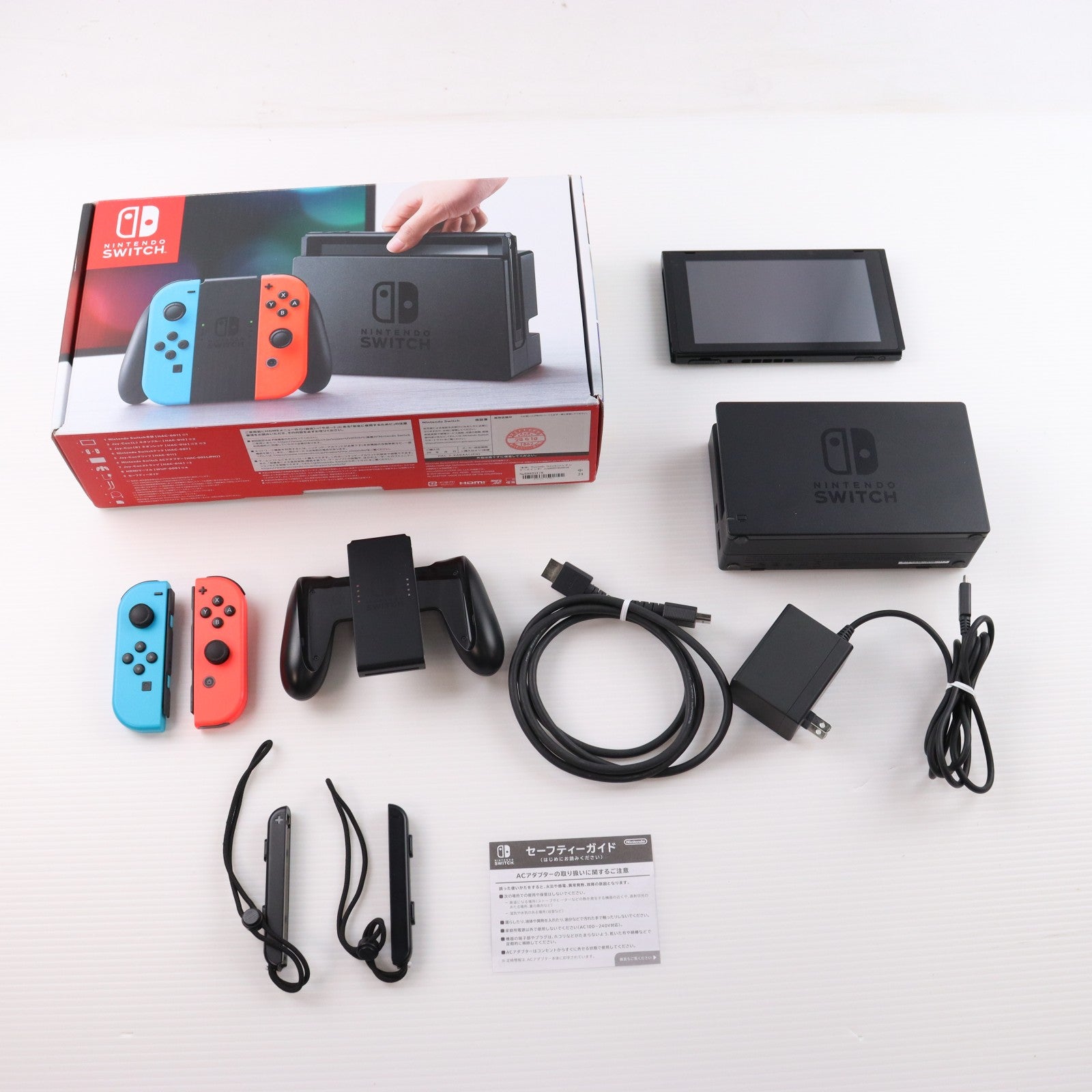 【中古即納】[Switch] (本体) Nintendo Switch(ニンテンドースイッチ) Joy-Con(L) ネオンブルー/R ネオンレッド 任天堂(HAC-S-KABAA)(20170303)