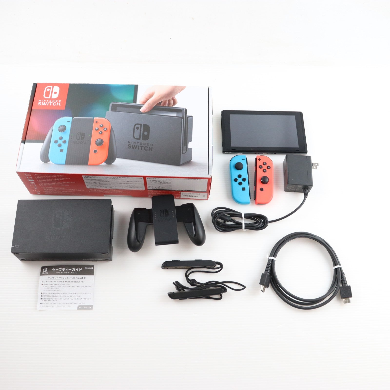【中古即納】[Switch] (本体) Nintendo Switch(ニンテンドースイッチ) Joy-Con(L) ネオンブルー/R ネオンレッド 任天堂(HAC-S-KABAA)(20170303)