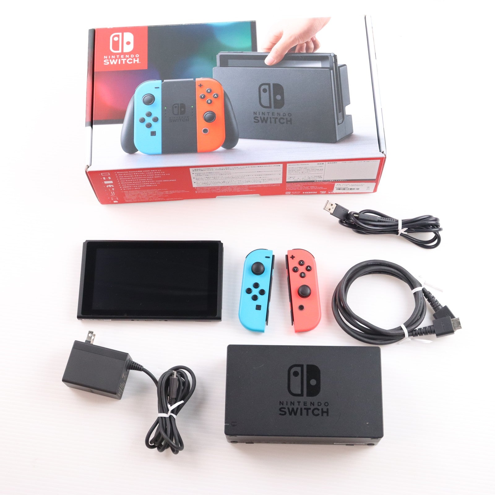 【中古即納】[Switch] (本体) Nintendo Switch(ニンテンドースイッチ) Joy-Con(L) ネオンブルー/R ネオンレッド 任天堂(HAC-S-KABAA)(20170303)