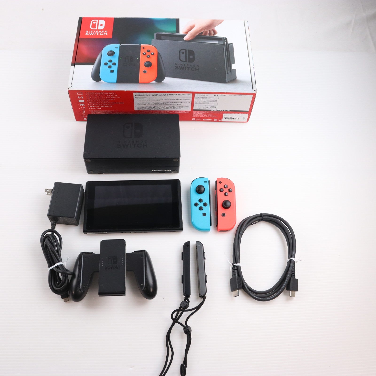 【中古即納】[Switch] (本体) Nintendo Switch(ニンテンドースイッチ) Joy-Con(L) ネオンブルー/R ネオンレッド 任天堂(HAC-S-KABAA)(20170303)