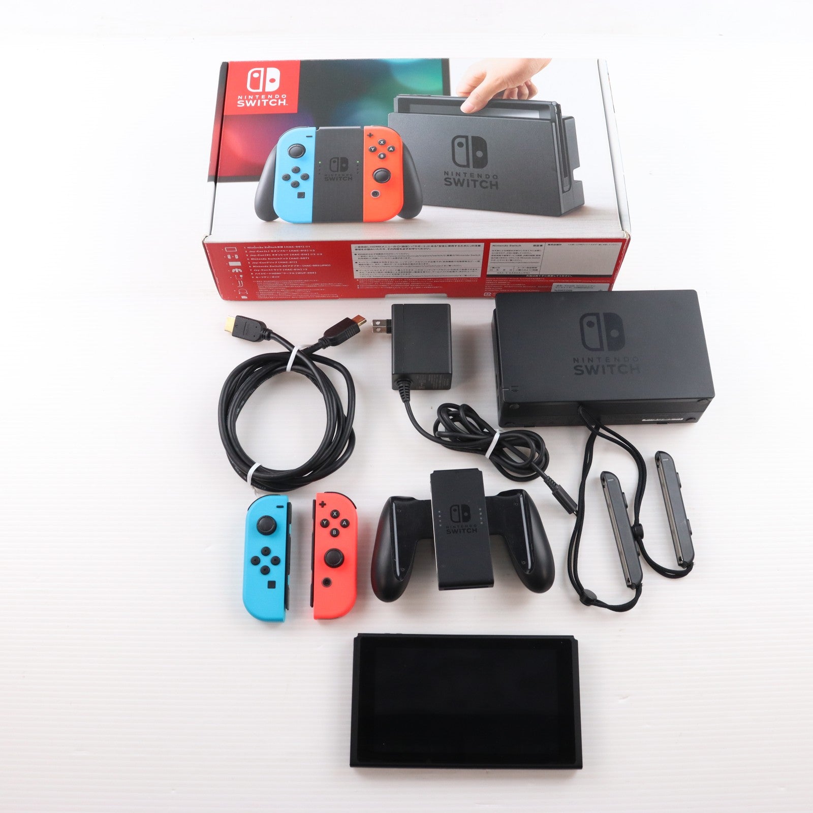 【中古即納】[Switch] (本体) Nintendo Switch(ニンテンドースイッチ) Joy-Con(L) ネオンブルー/R ネオンレッド 任天堂(HAC-S-KABAA)(20170303)