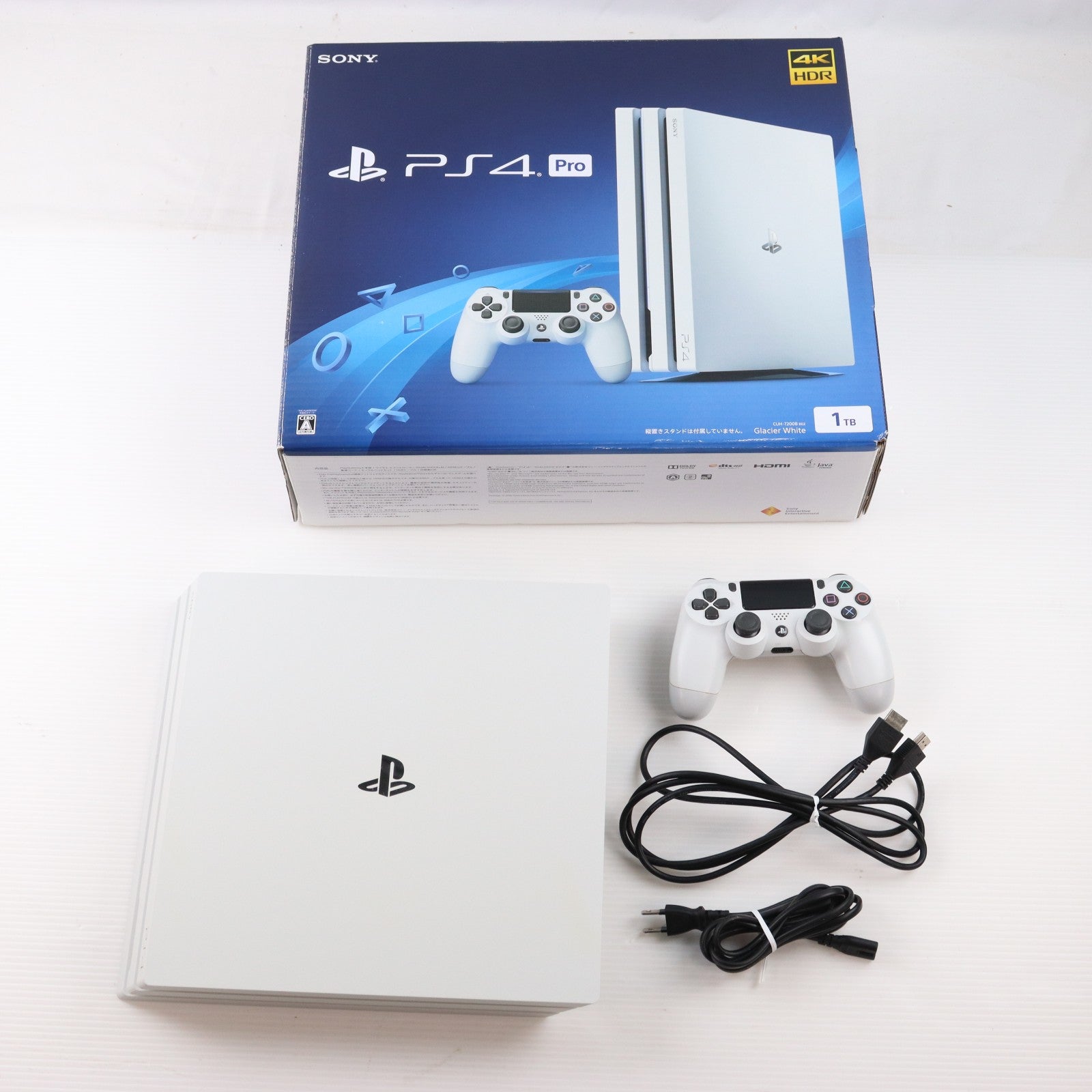 【中古即納】[PS4] (本体) PlayStation 4 Pro(プレイステーション4 プロ) グレイシャー・ホワイト 1TB SIE(CUH-7200BB02)(20181012)