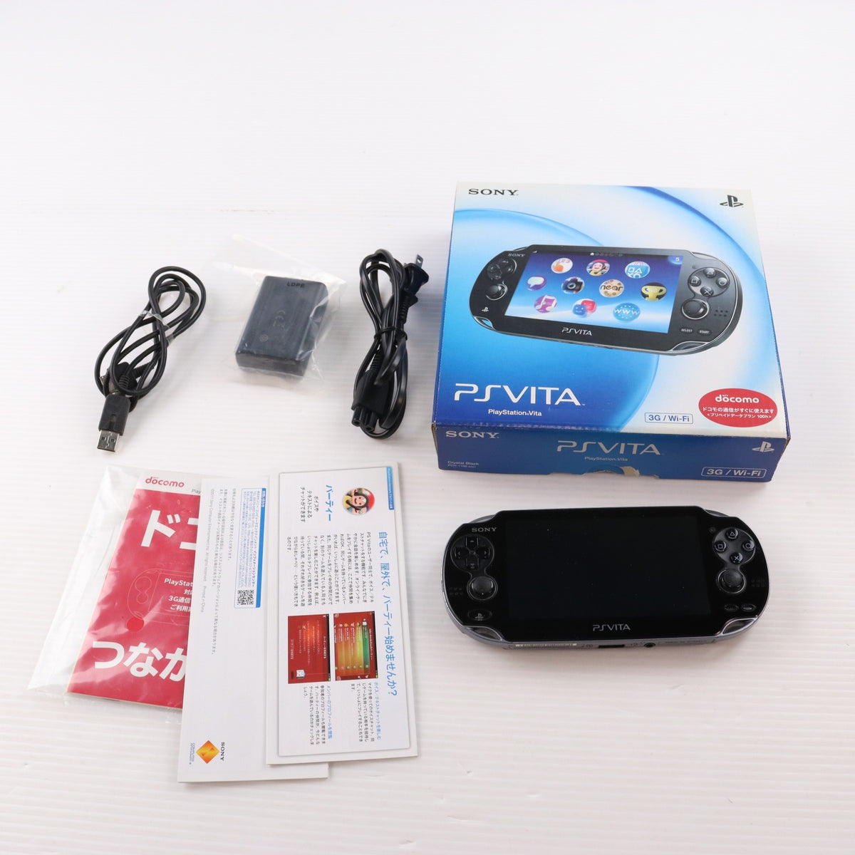 【中古即納】[PSVita] (本体) PlayStation Vita(プレイステーション ヴィータ) 3G/Wi-Fiモデル クリスタル・ブラック(初回限定版) SCE(PCH-1100AA01)(20111217)