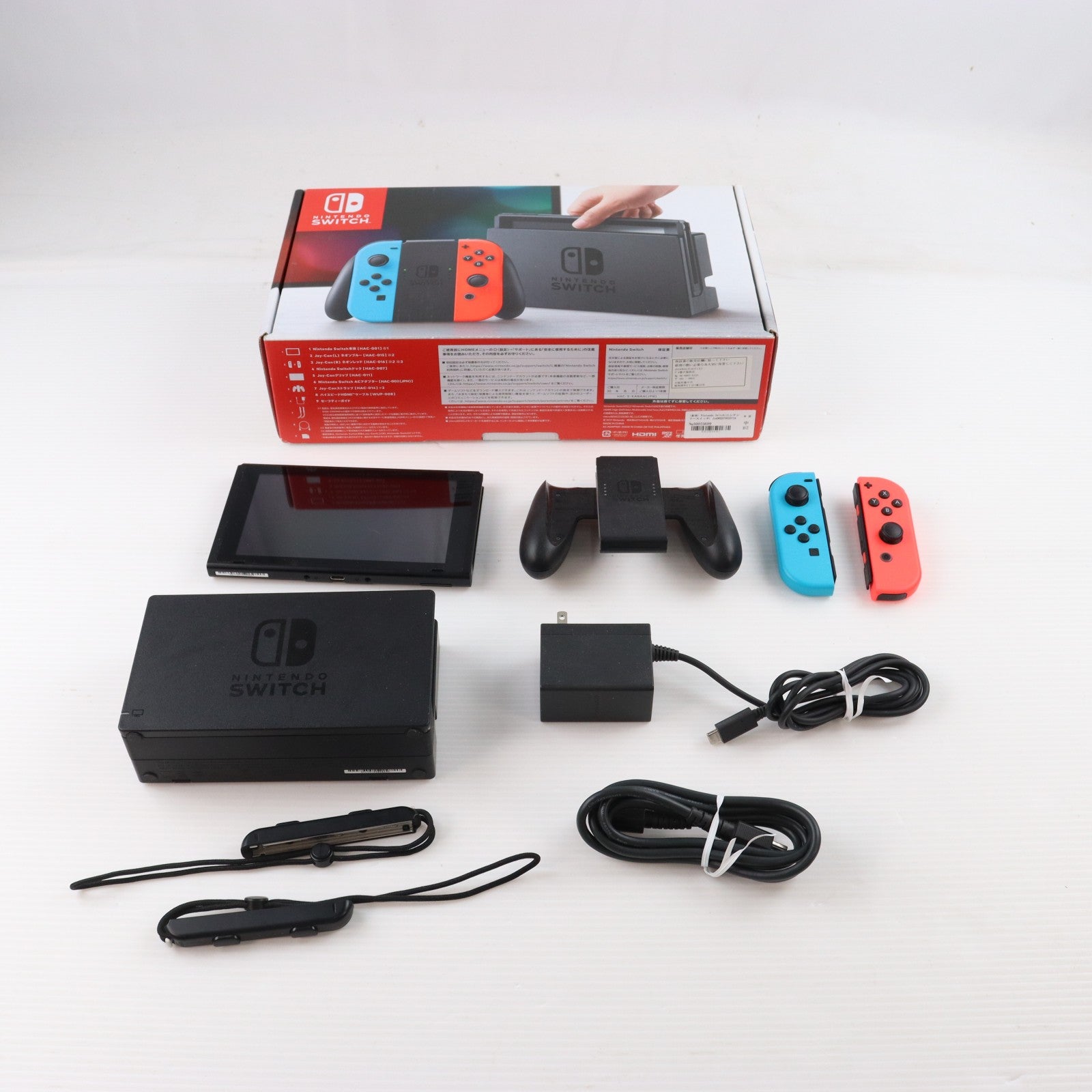 【中古即納】[Switch] (本体) Nintendo Switch(ニンテンドースイッチ) Joy-Con(L) ネオンブルー/R ネオンレッド 任天堂(HAC-S-KABAA)(20170303)