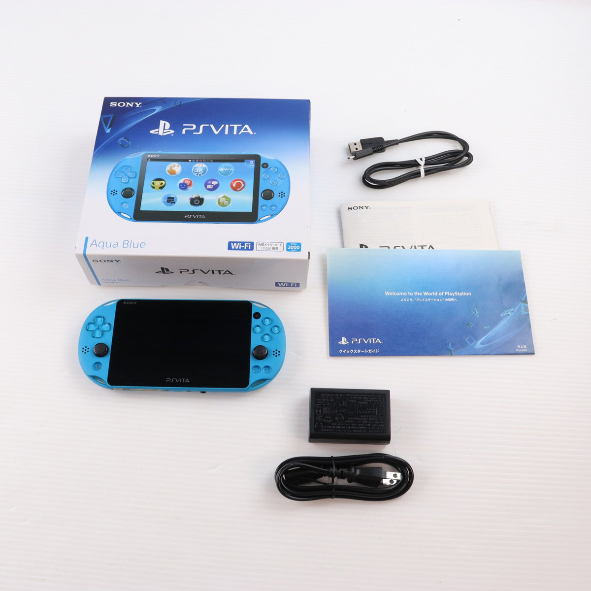 【中古即納】[PSVita] (本体) PlayStation Vita(プレイステーション ヴィータ) Wi-Fiモデル アクア・ブルー SCE(PCH-2000ZA23)(20150917)