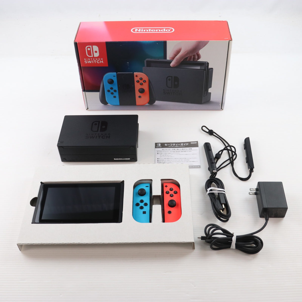 【中古即納】[Switch] (本体) Nintendo Switch(ニンテンドースイッチ) Joy-Con(L) ネオンブルー/R ネオンレッド 任天堂(HAC-S-KABAA)(20170303)