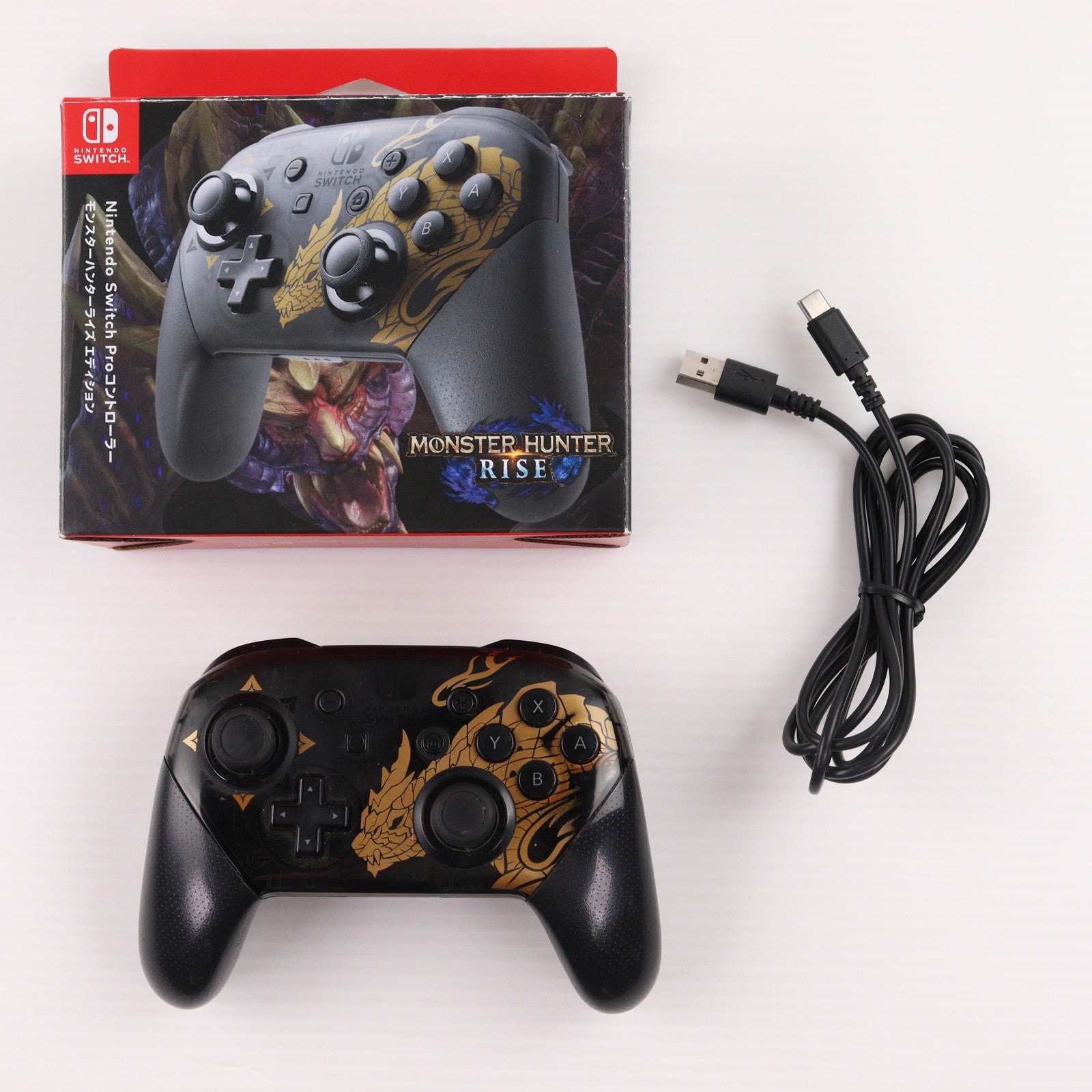 【中古即納】[ACC][Switch] Nintendo Switch Proコントローラー(ニンテンドースイッチ プロコントローラー) モンスターハンターライズエディション 任天堂(HAC-A-FSSKN)(20210326)