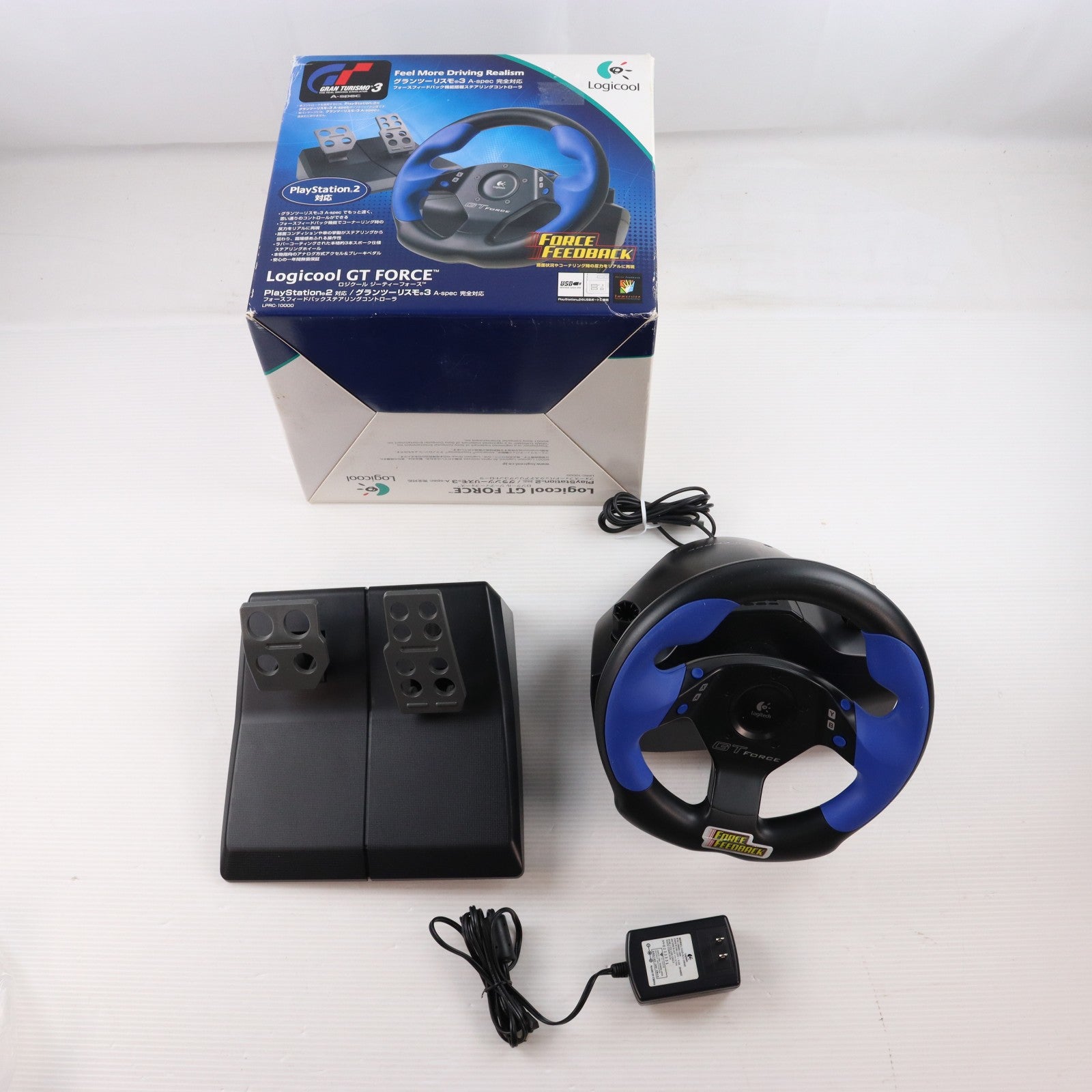 【中古即納】[ACC][PS2] GT FORCE(GTフォース) フォースフィードバックステアリングコントローラ Logicool(ロジクール)(LPRC-10000)(20010428)