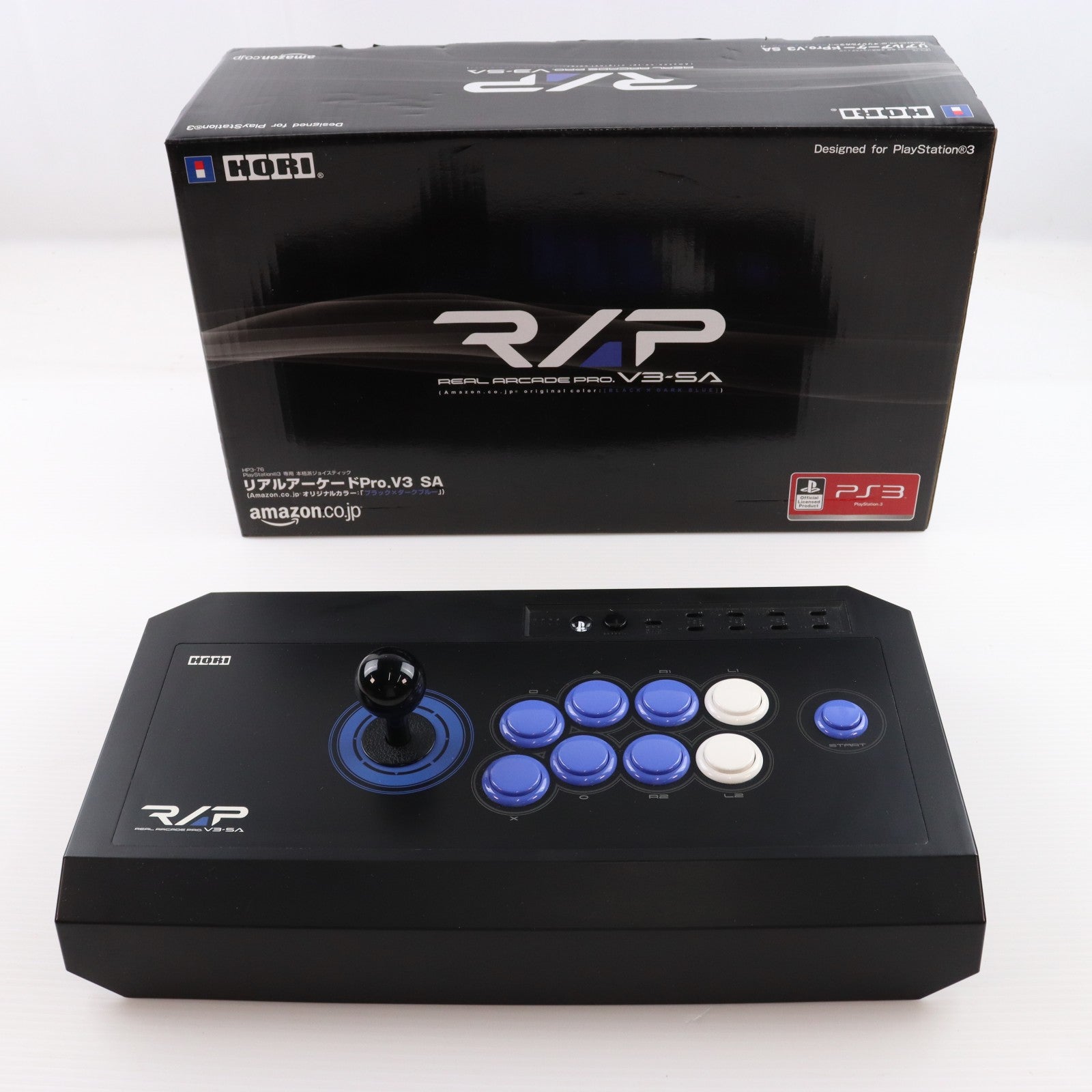 【中古即納】[ACC][PS3] Amazon.co.jp限定 PS3用 リアルアーケードPro.V3 SA(アマゾンオリジナルカラー:ブラック×ダークブルー) HORI(HP3-76)(20100318)