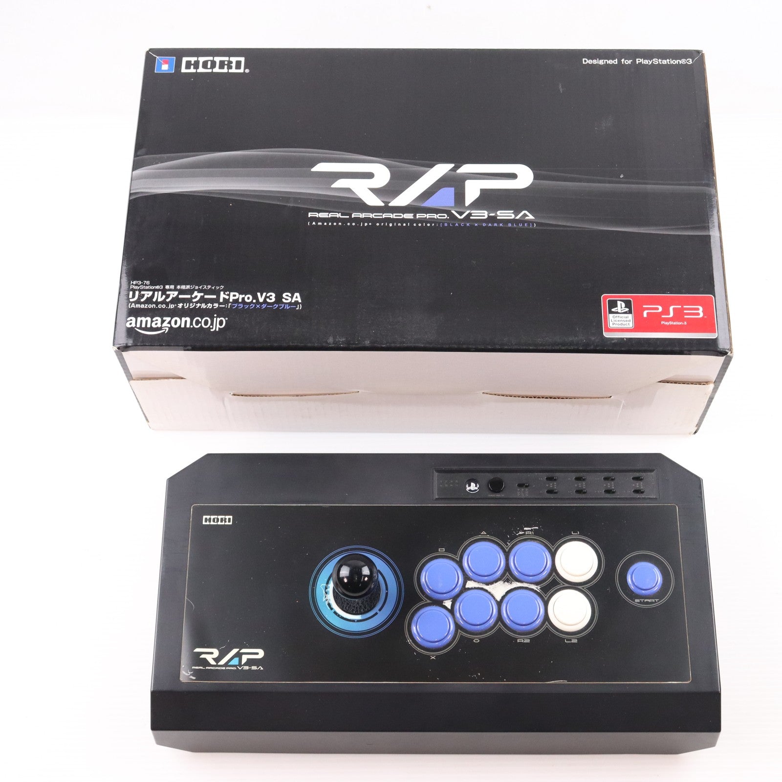 【中古即納】[ACC][PS3] Amazon.co.jp限定 PS3用 リアルアーケードPro.V3 SA(アマゾンオリジナルカラー:ブラック×ダークブルー) HORI(HP3-76)(20100318)