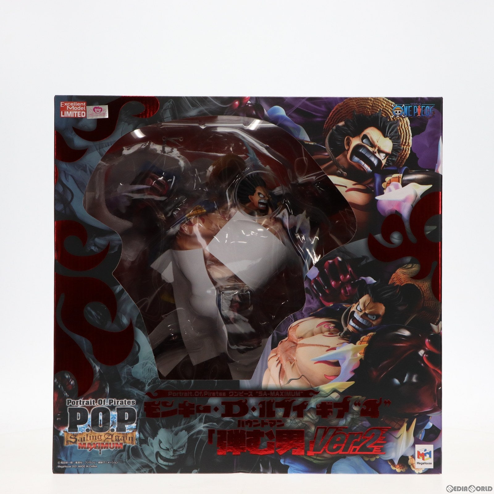 【中古即納】[FIG]Portrait.Of.Pirates P.O.P SA-MAXIMUM モンキー・D・ルフィ ギア4 弾む男 Ver.2 ONE PIECE(ワンピース) 1/8 完成品 フィギュア 一部店舗&オンラインショップ限定 メガハウス(20211130)