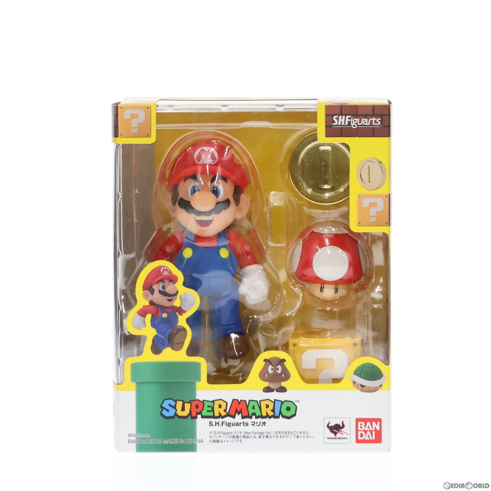 【中古即納】[FIG] S.H.Figuarts(フィギュアーツ) マリオ(New Package Ver.) スーパーマリオブラザーズ 完成品 可動フィギュア バンダイスピリッツ(20180421)