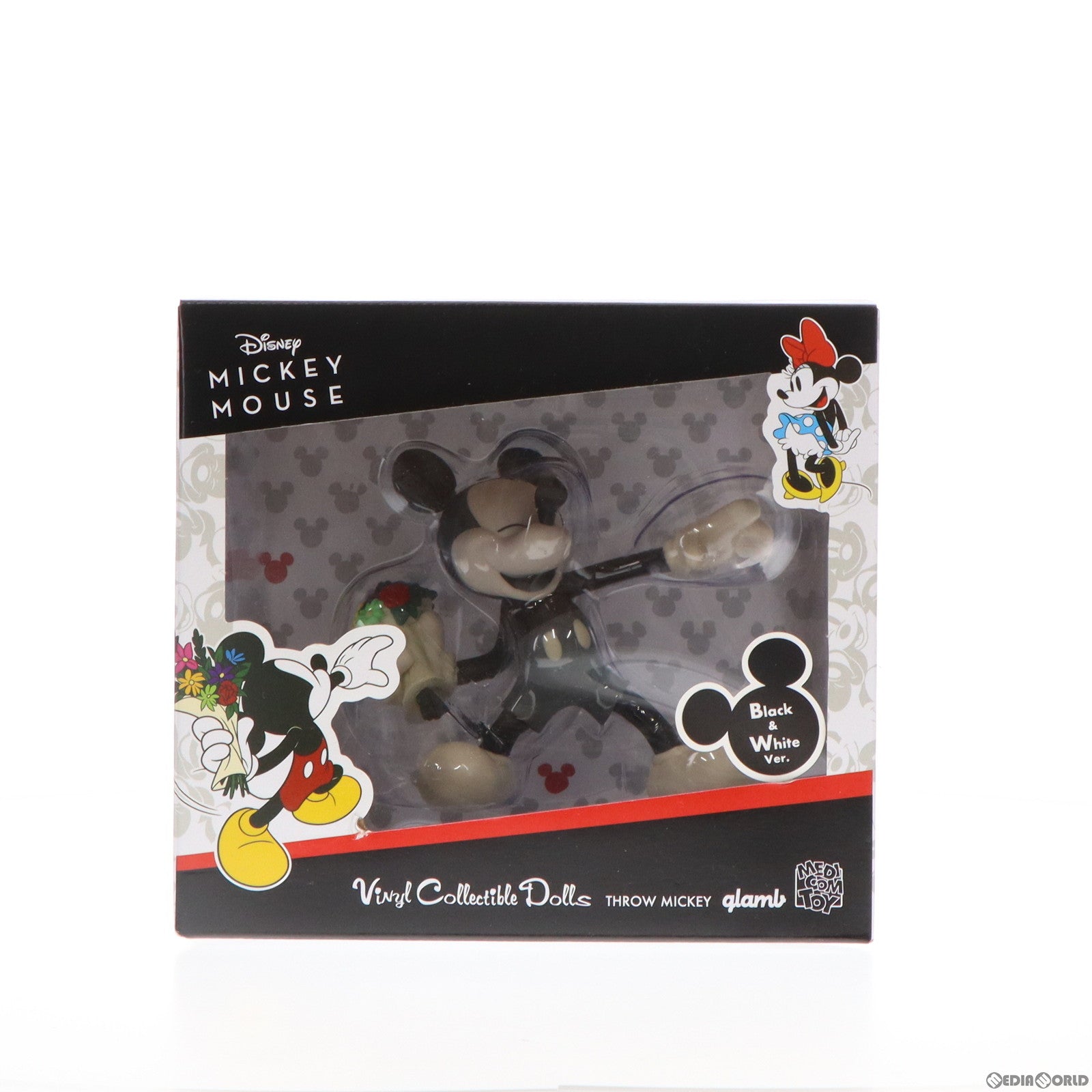 【中古即納】[FIG]ヴァイナルコレクティブルドールズ No.346 VCD ミッキーマウス THROW MICKEY B&Wver. ディズニー 完成品 フィギュア メディコム・トイ(20201031)