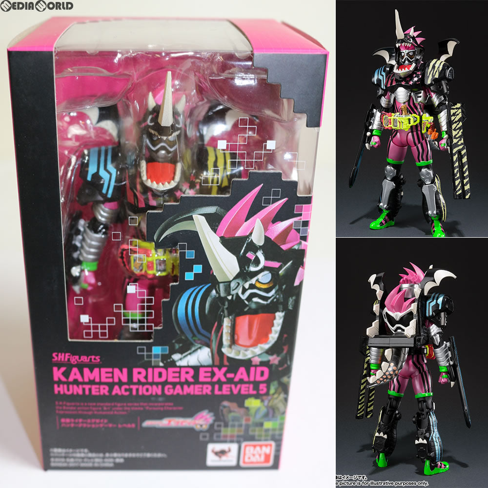 【中古即納】[FIG]S.H.Figuarts(フィギュアーツ) 仮面ライダーエグゼイド ハンターアクションゲーマー レベル5 完成品 可動フィギュア バンダイ(20170722)