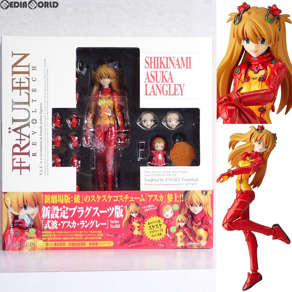 【中古即納】[FIG]フロイラインリボルテック No.018 式波・アスカ・ラングレー ヱヴァンゲリヲン新劇場版:破 1/10 完成品 可動フィギュア 海洋堂(20100601)