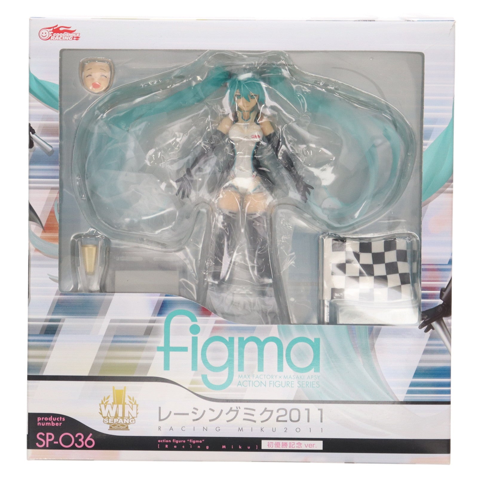 【中古即納】[FIG] ボーナスパーツ付属 figma(フィグマ) SP-036 レーシングミク 2011初優勝記念 ver. 初音ミクGTプロジェクト 完成品 可動フィギュア GSR&Studie with TeamUKYO個人スポンサー特典 グッドスマイルレーシング(20111231)