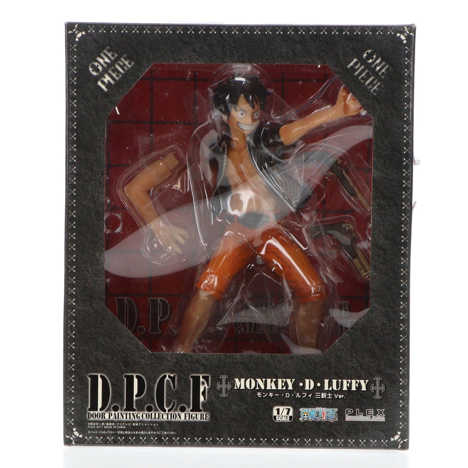 【中古即納】[FIG] DOOR PAINTING COLLECTION FIGURE モンキー・D・ルフィ 三銃士Ver. ONE PIECE(ワンピース) 1/7 完成品 フィギュア プレックス(20110211)