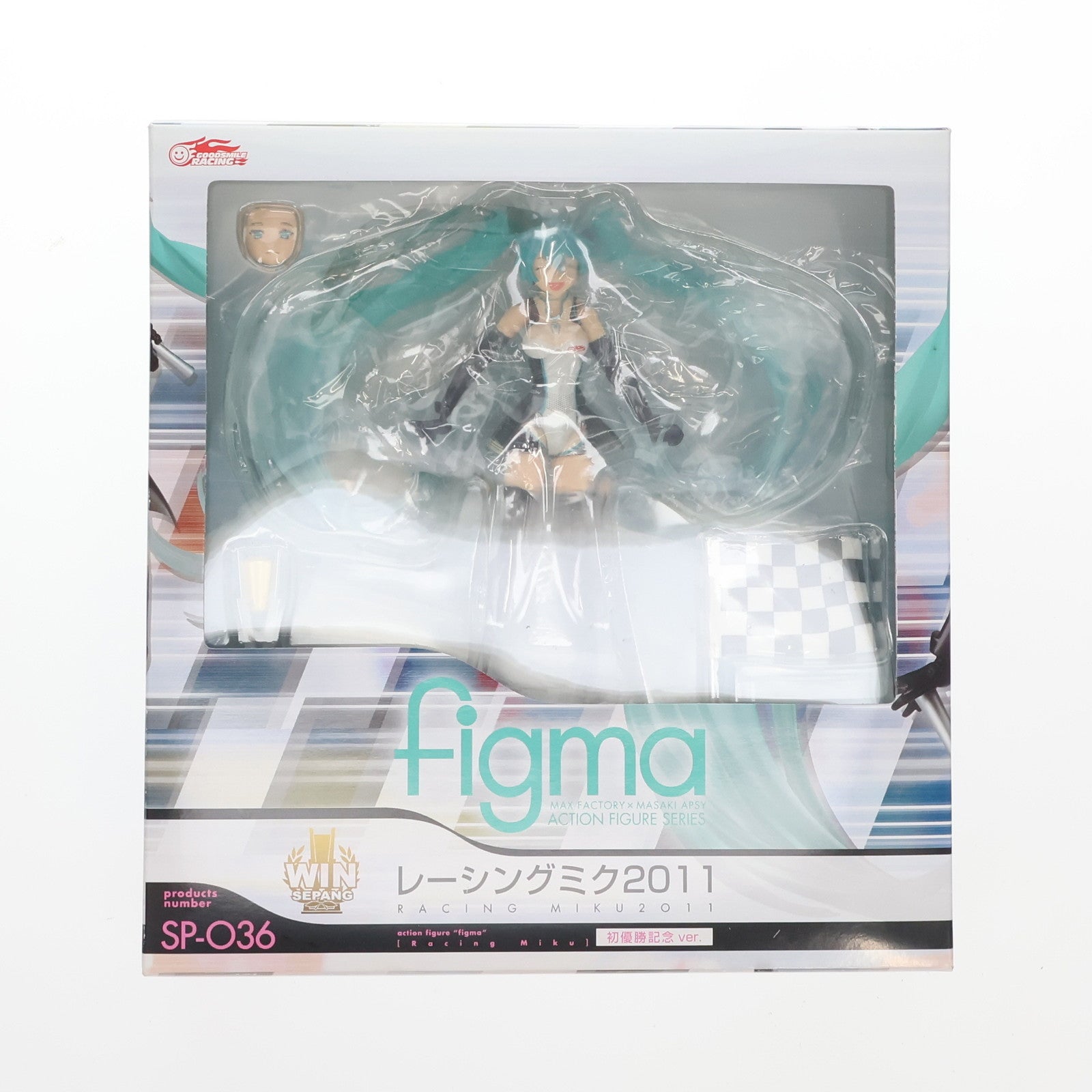 【中古即納】[FIG] ボーナスパーツ付属 figma(フィグマ) SP-036 レーシングミク 2011初優勝記念 ver. 初音ミクGTプロジェクト 完成品 可動フィギュア GSR&Studie with TeamUKYO個人スポンサー特典 グッドスマイルレーシング(20111231)